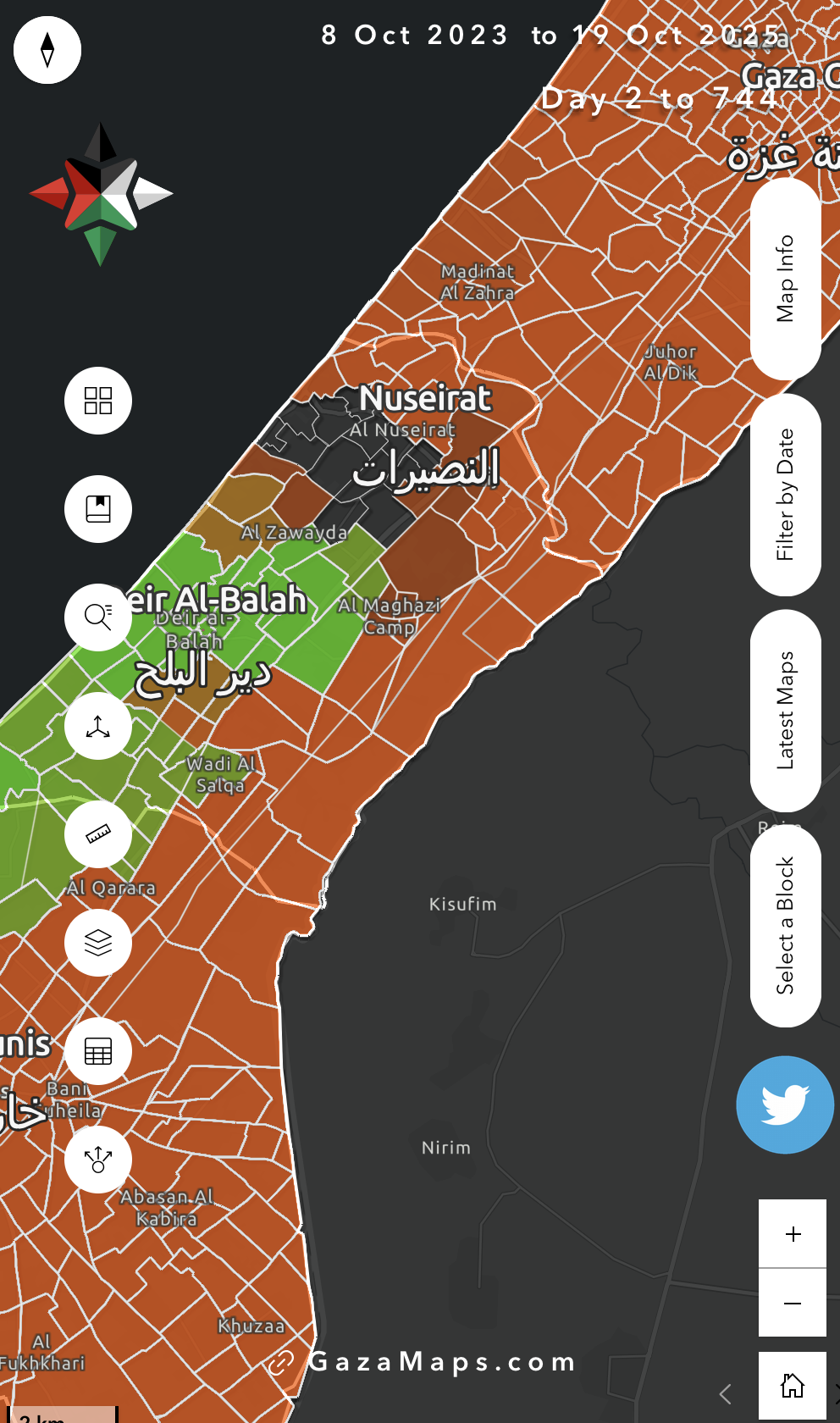 Screenshot of the mobile version of the forced displacement mapping app