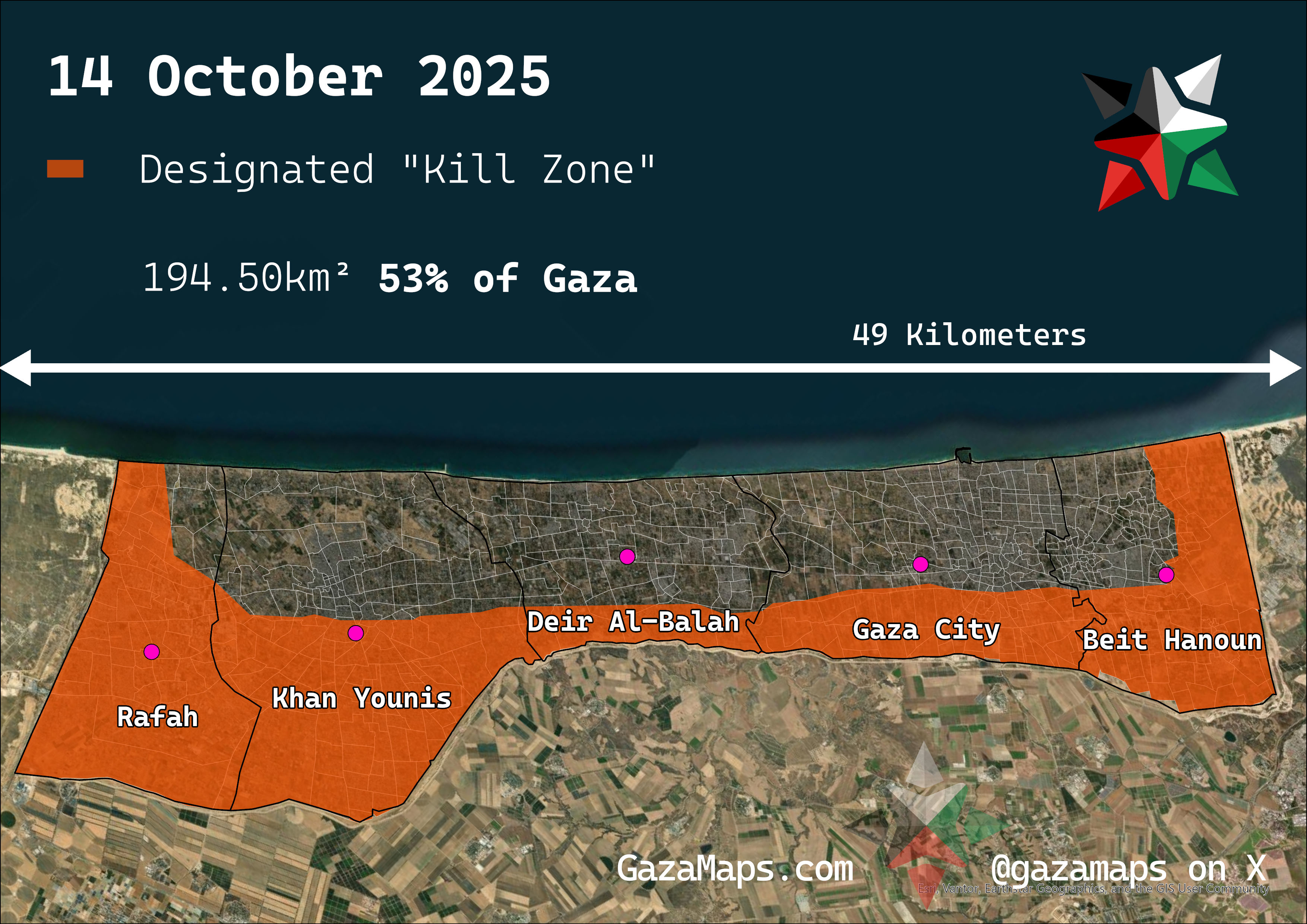 Map of the IDF-designated kill zone