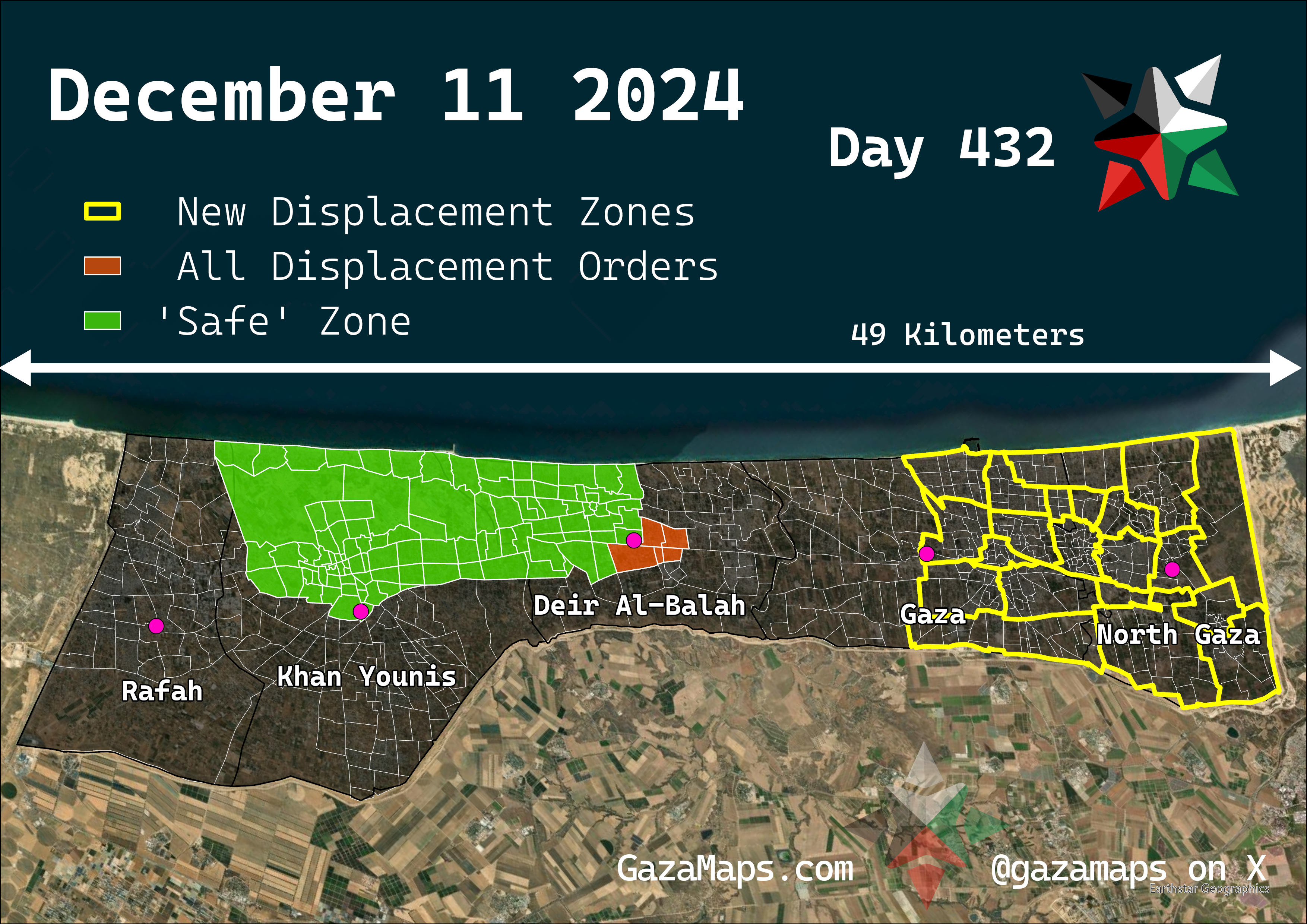 GazaMaps original map, based on IDF displacement order from 11 December, 2024