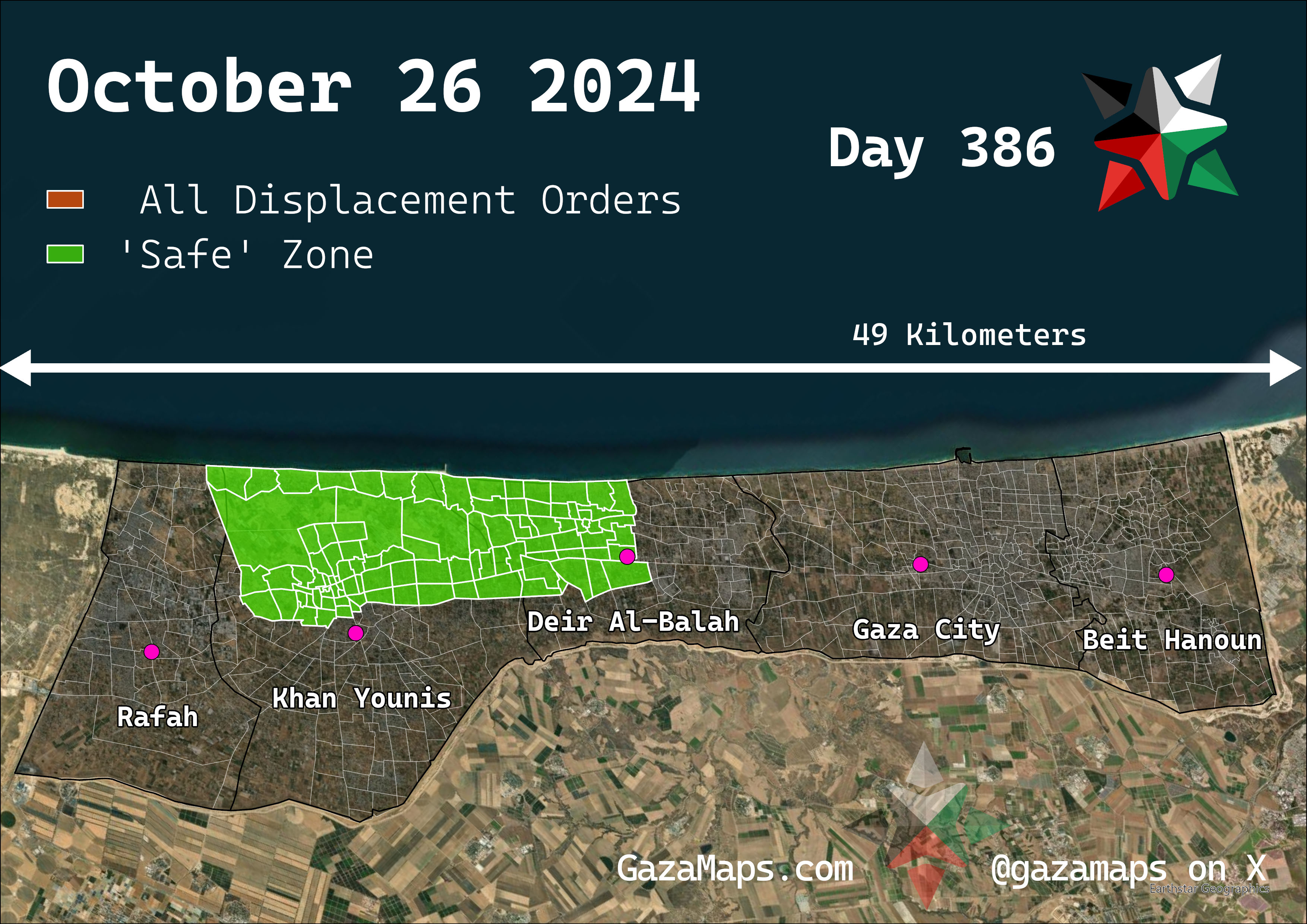 GazaMaps original map, based on IDF displacement order from 26 October 2024