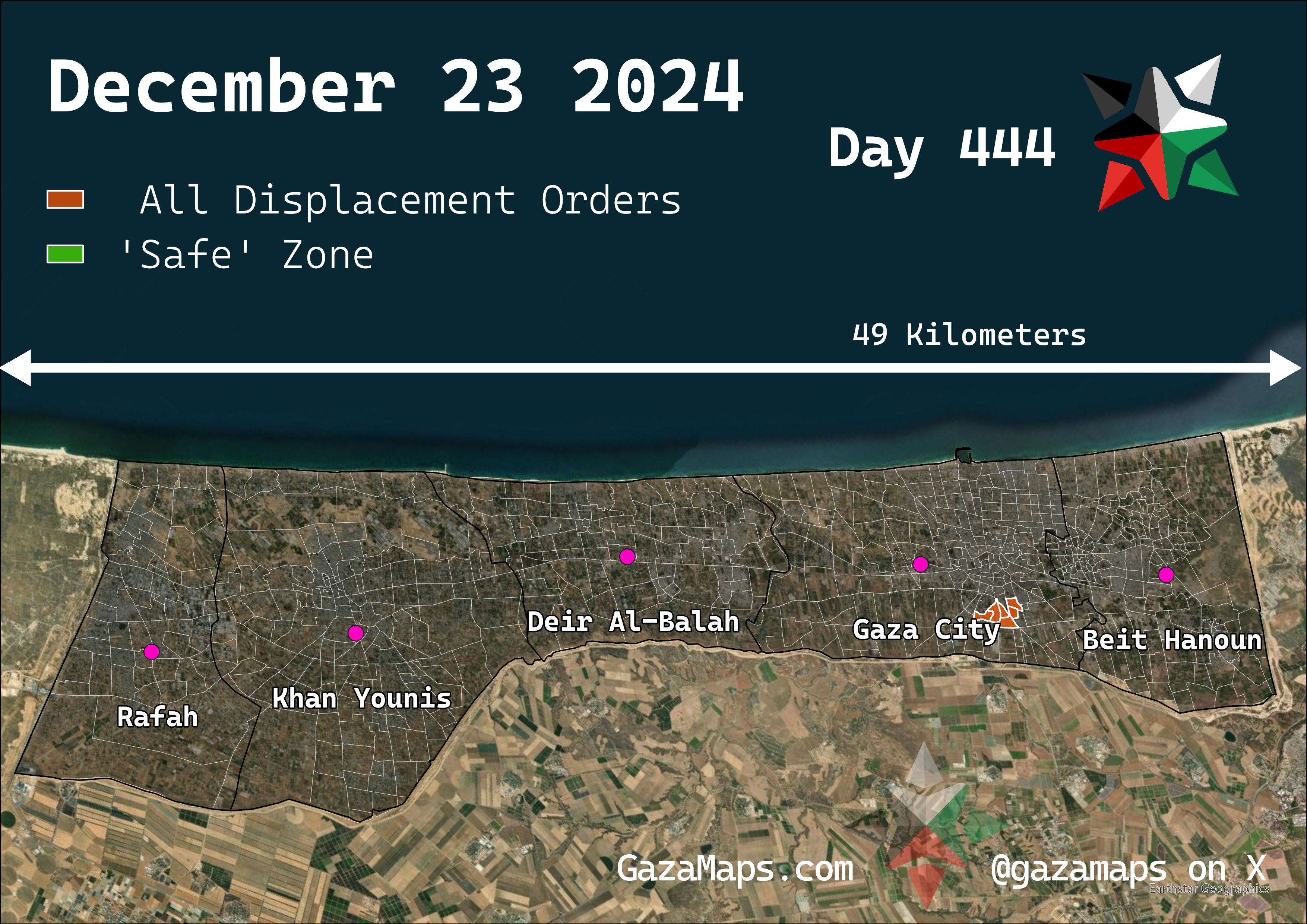 GazaMaps original map, based on IDF displacement order from 23 December 2024