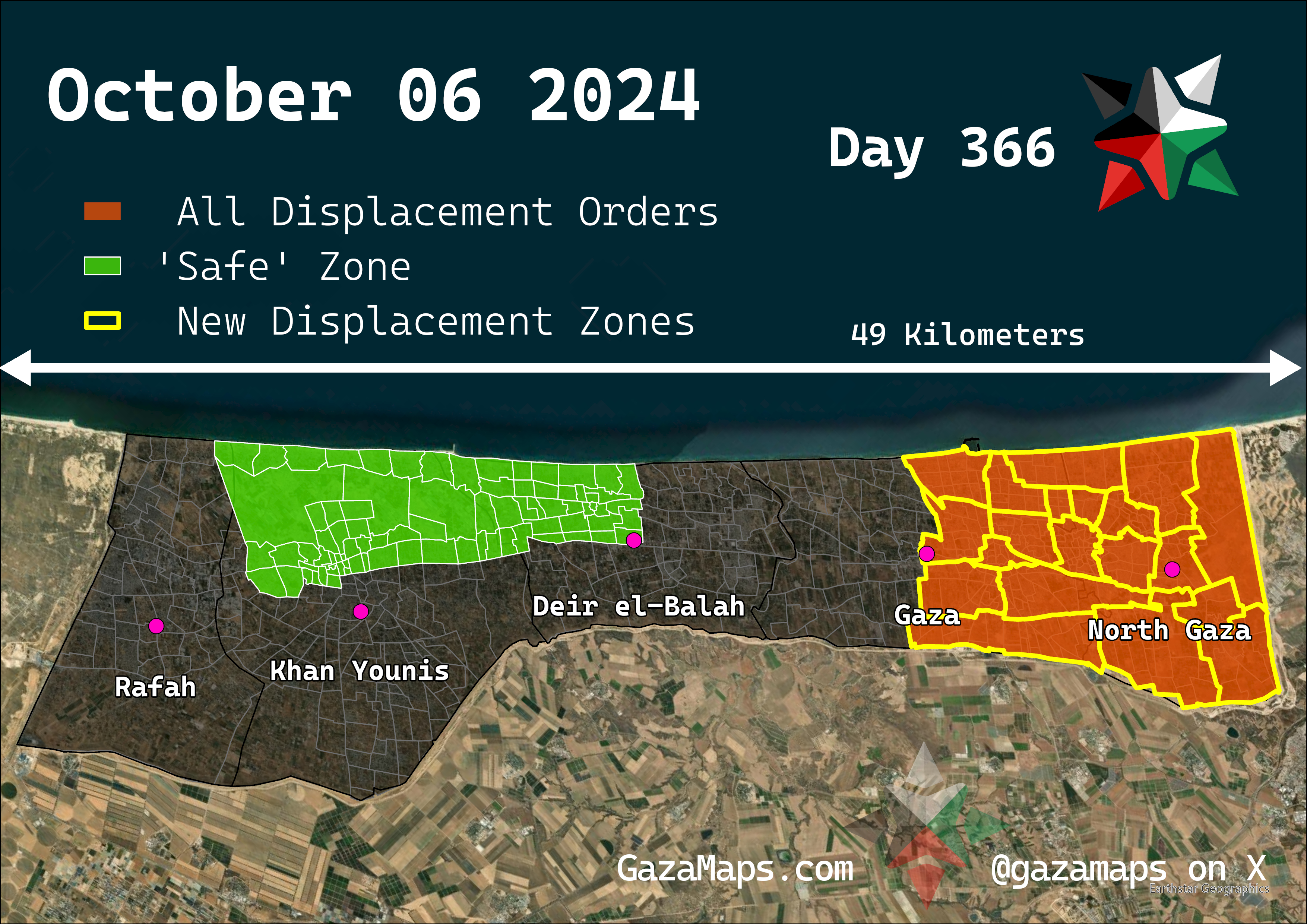 GazaMaps original map, based on IDF displacement order from 06 October, 2024