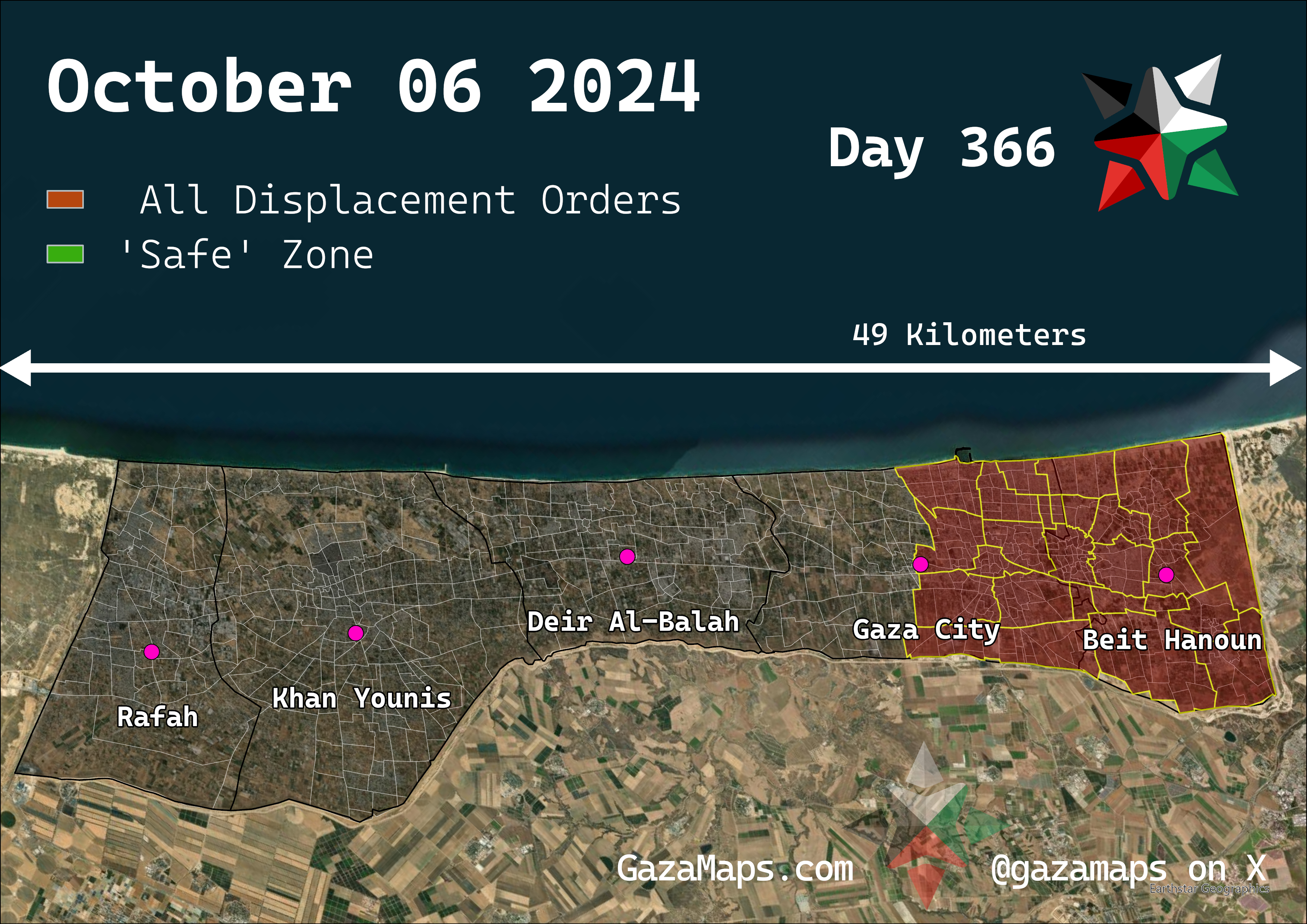 GazaMaps original map, based on IDF displacement order from 06 October, 2024