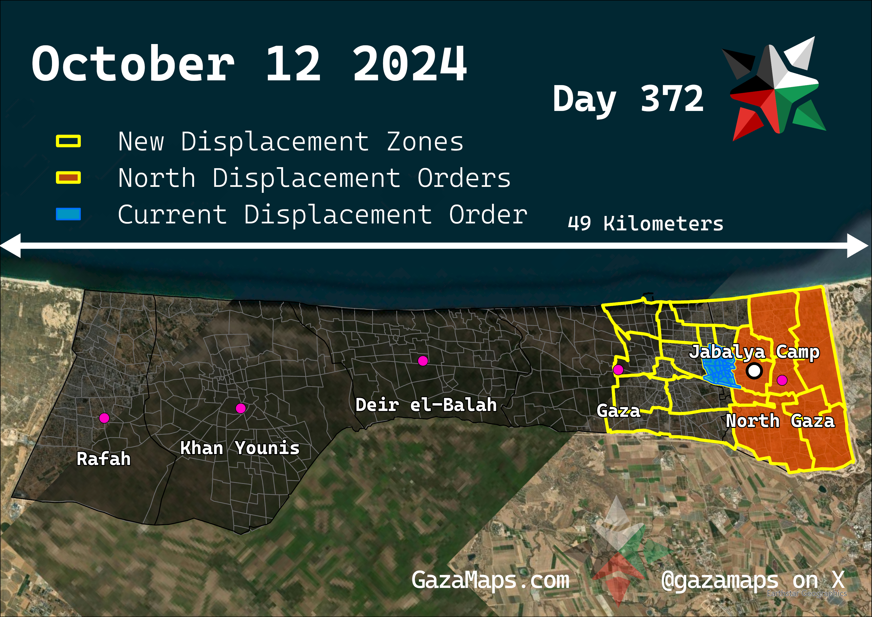 GazaMaps original map, based on IDF displacement order from 12 October, 2024