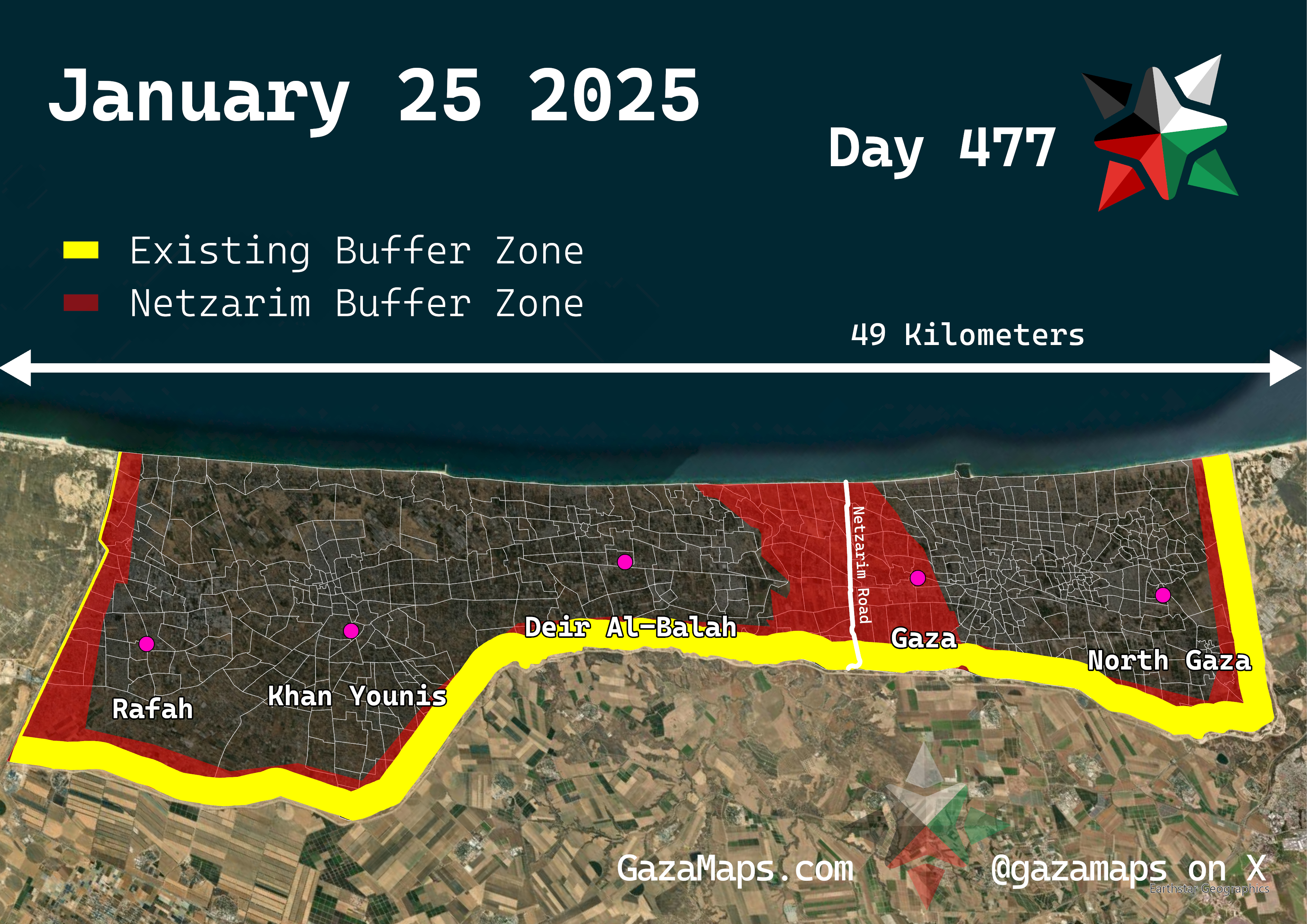 GazaMaps original map, based on IDF displacement order from 25 January, 2025