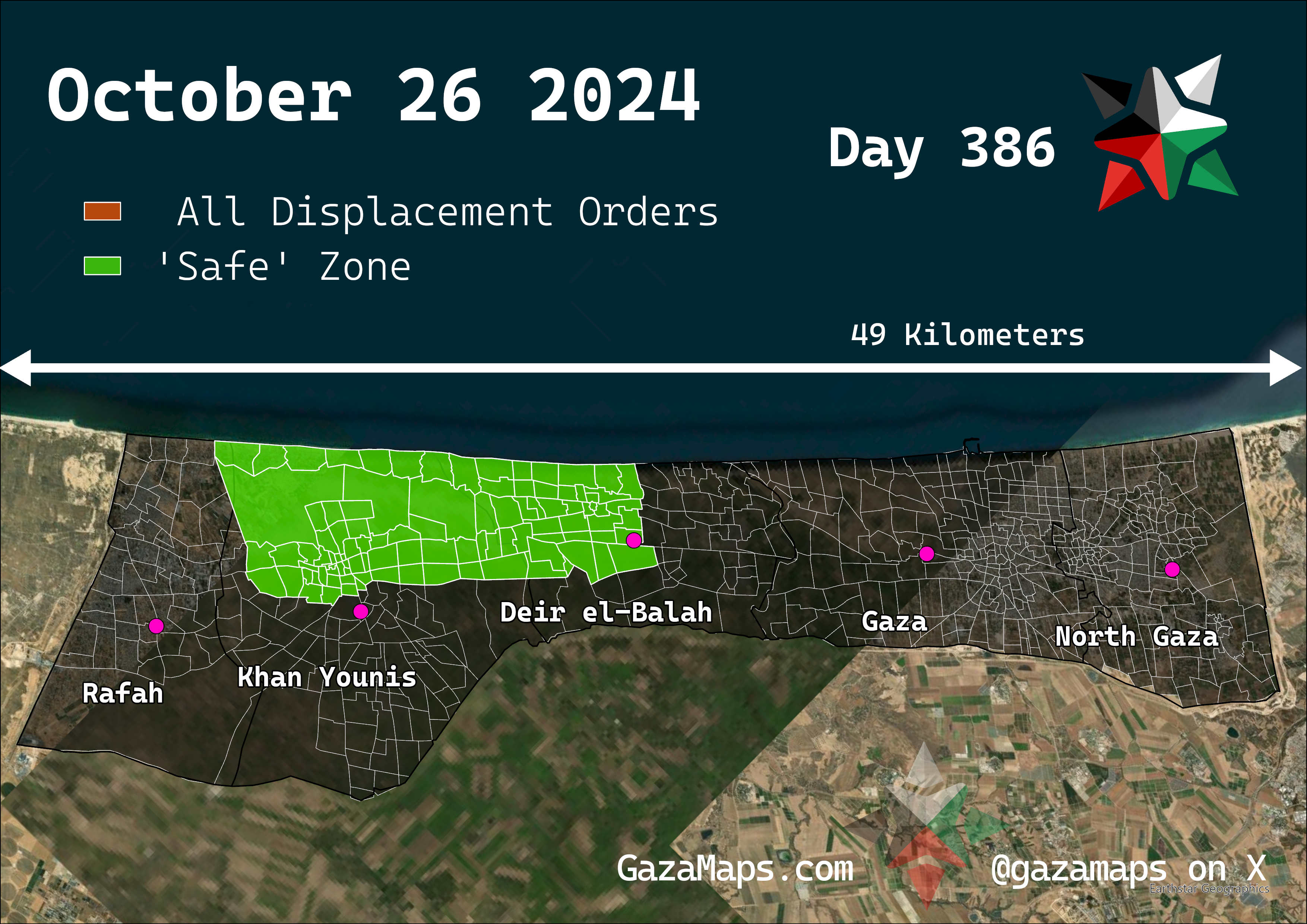 GazaMaps original map, based on IDF displacement order from 26 October, 2024