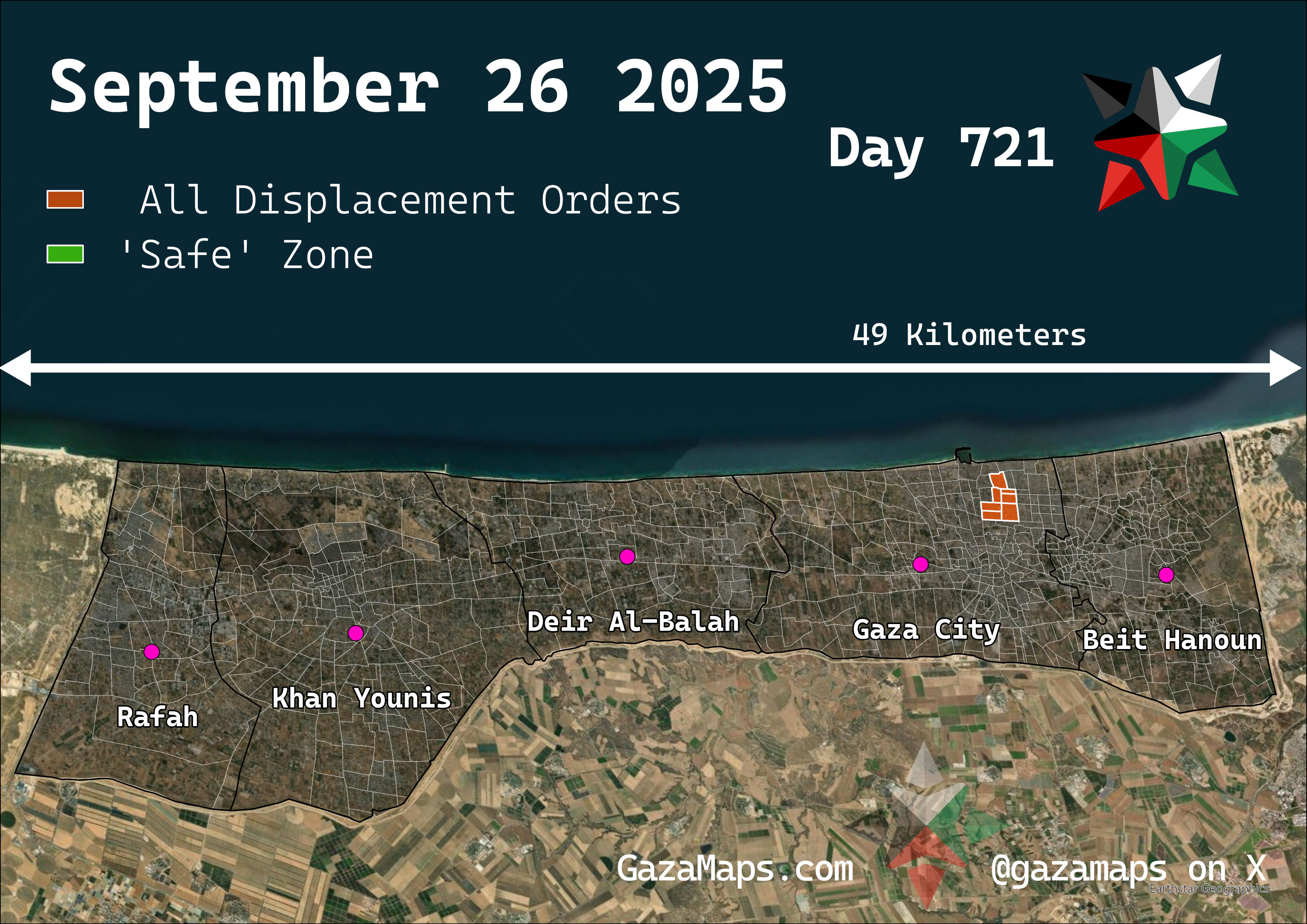 GazaMaps original map, based on IDF displacement order from 26 September, 2025