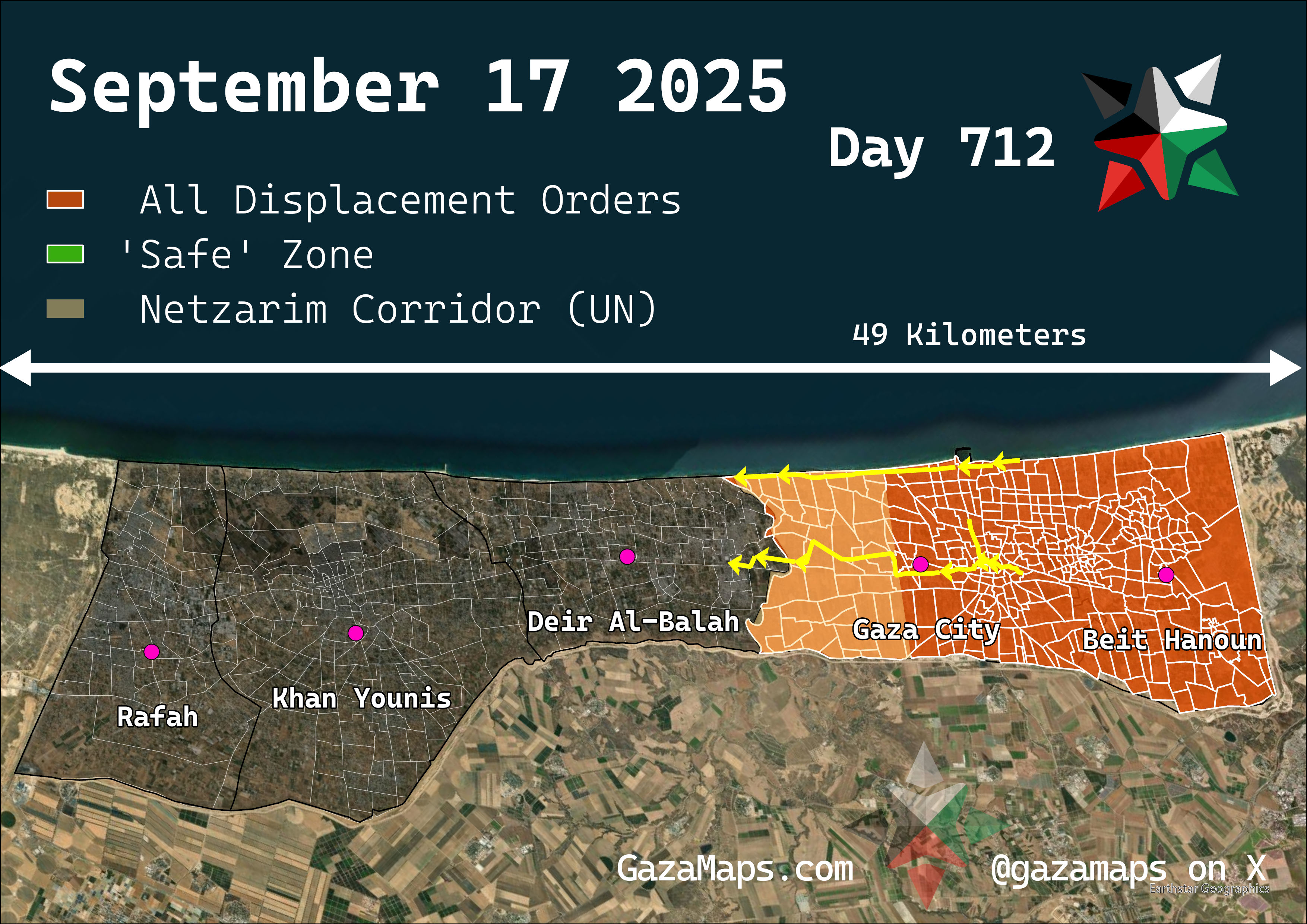 GazaMaps original map, based on IDF displacement order from 17 September, 2025
