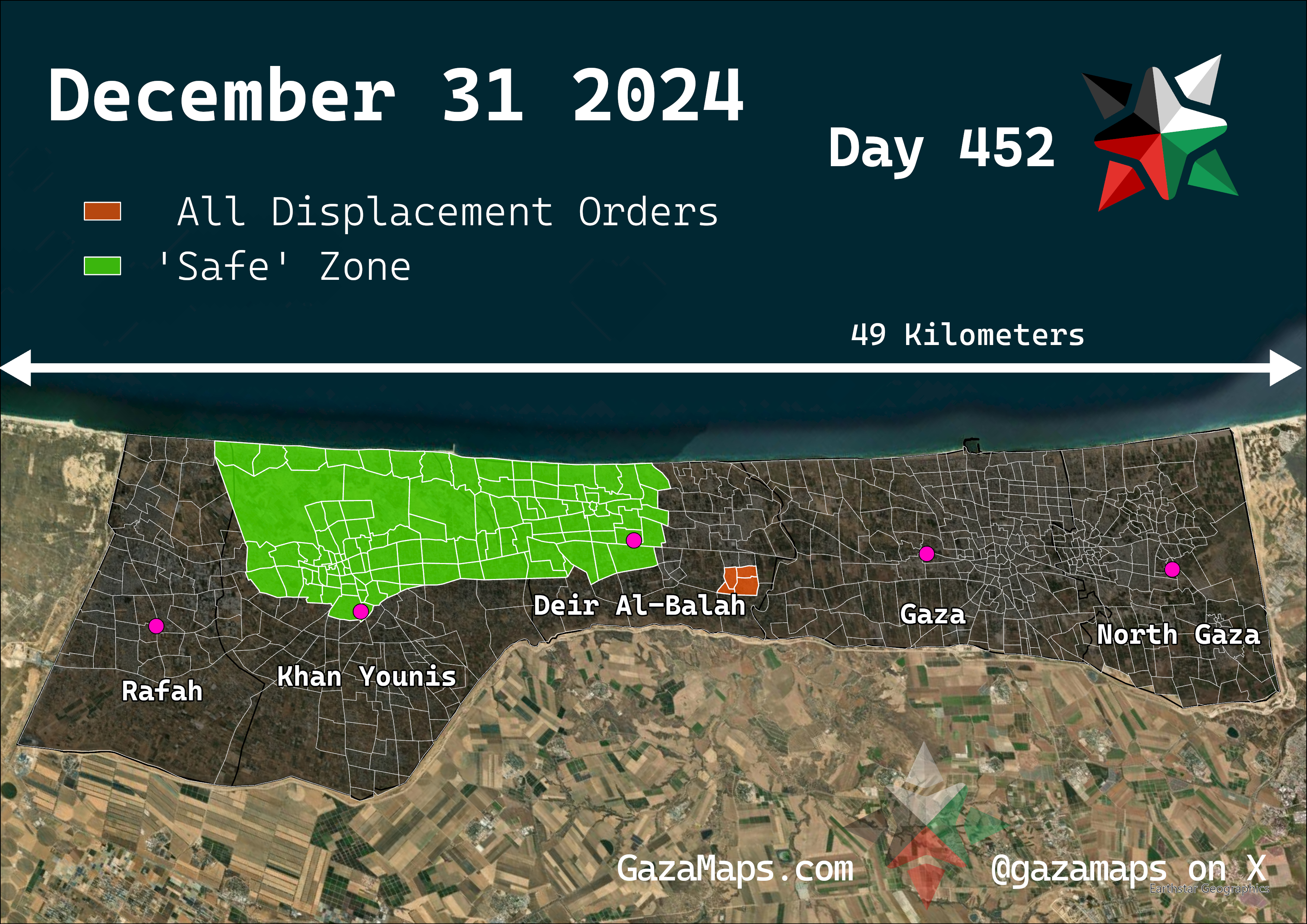 GazaMaps original map, based on IDF displacement order from 31 December, 2024