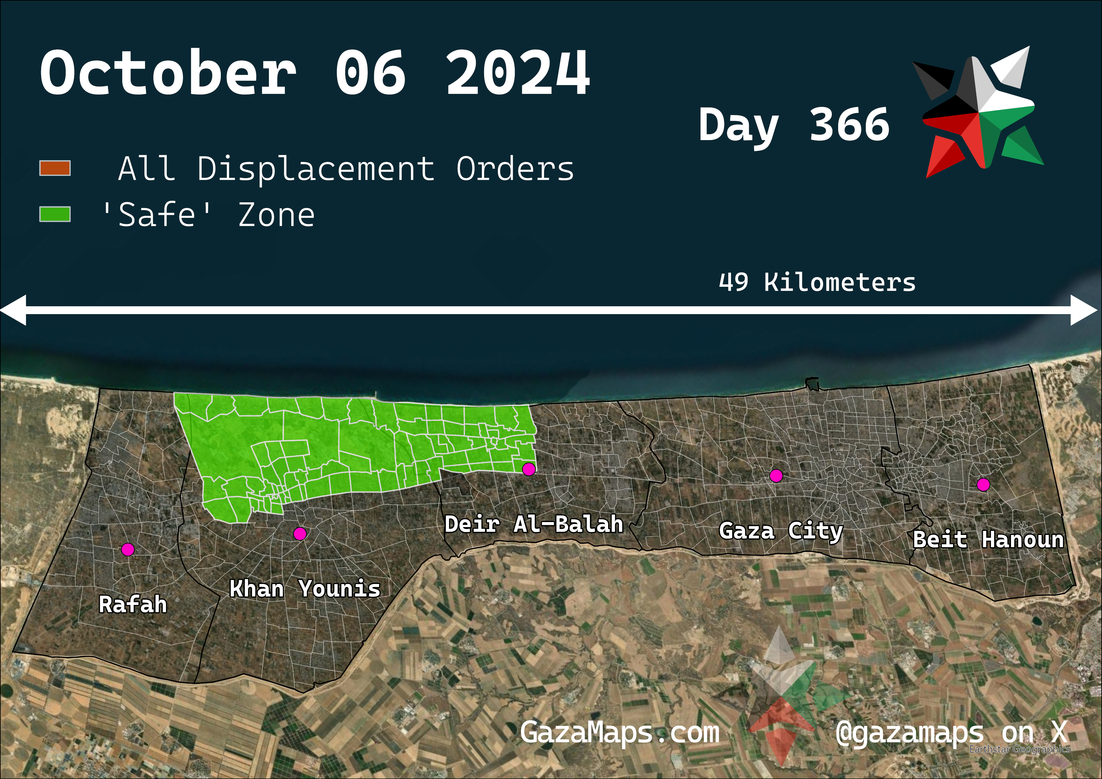 GazaMaps original map, based on IDF displacement order from 06 October, 2024