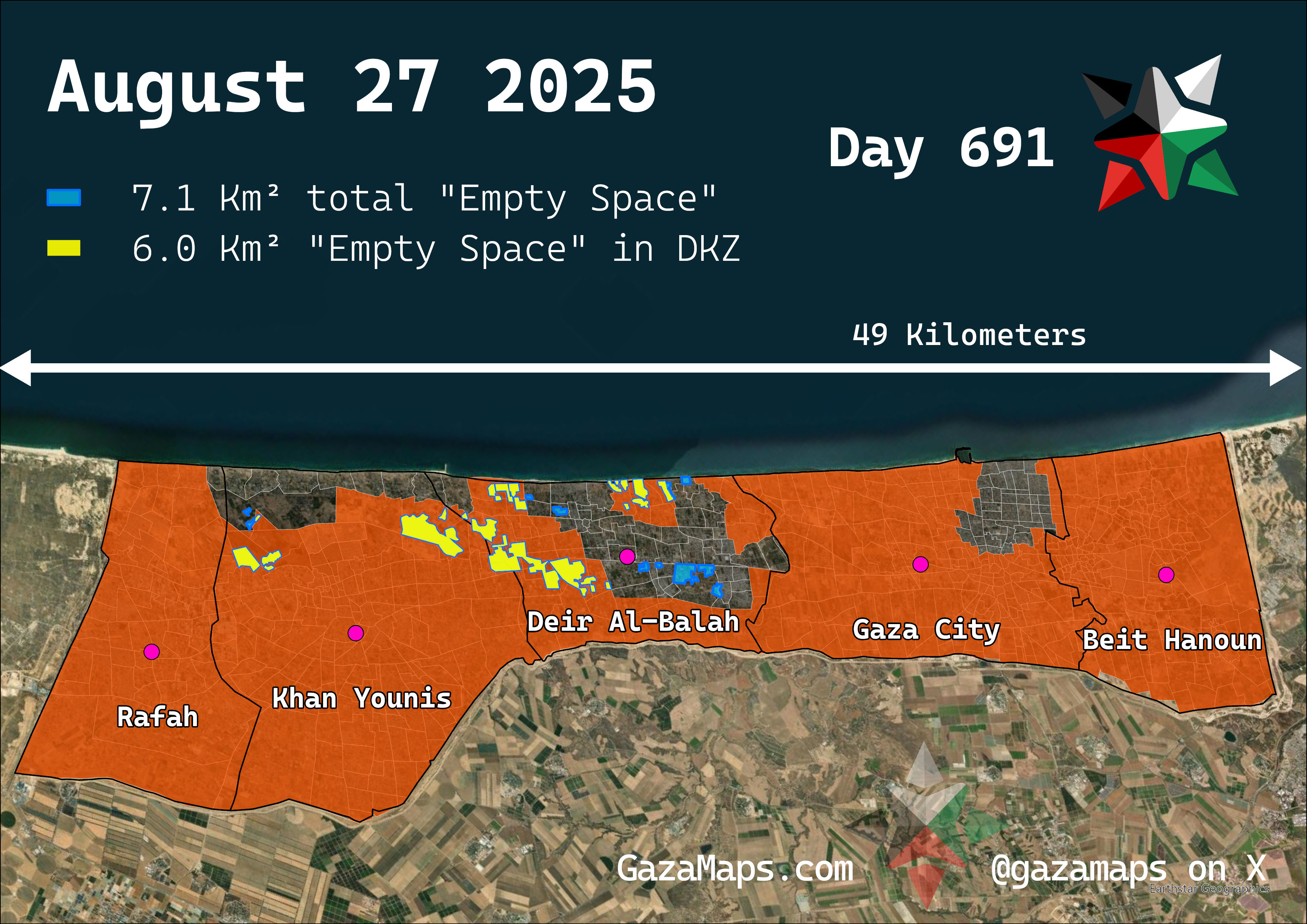 GazaMaps original map, based on IDF displacement order from 27 August, 2025