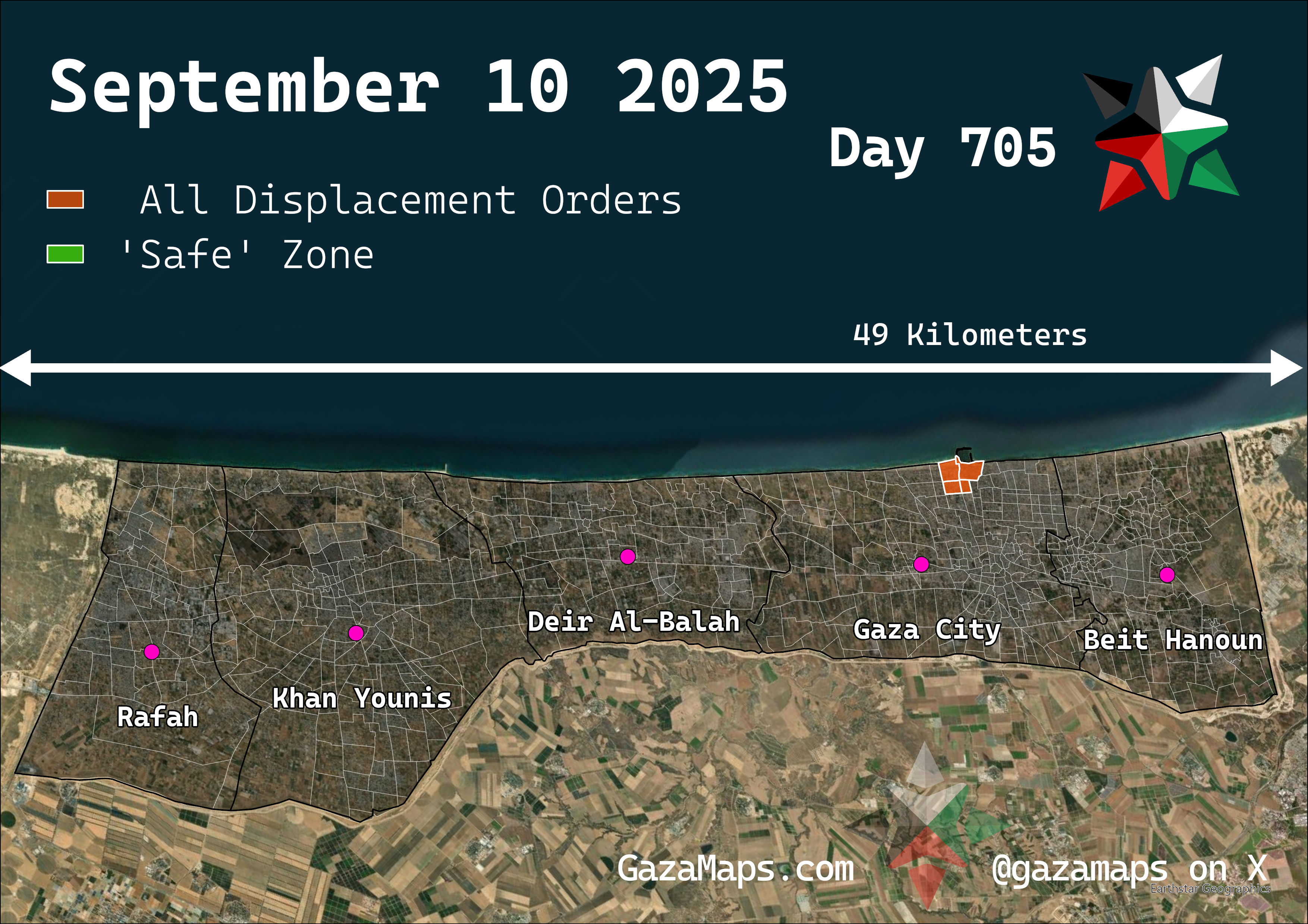 GazaMaps original map, based on IDF displacement order from 10 September, 2025