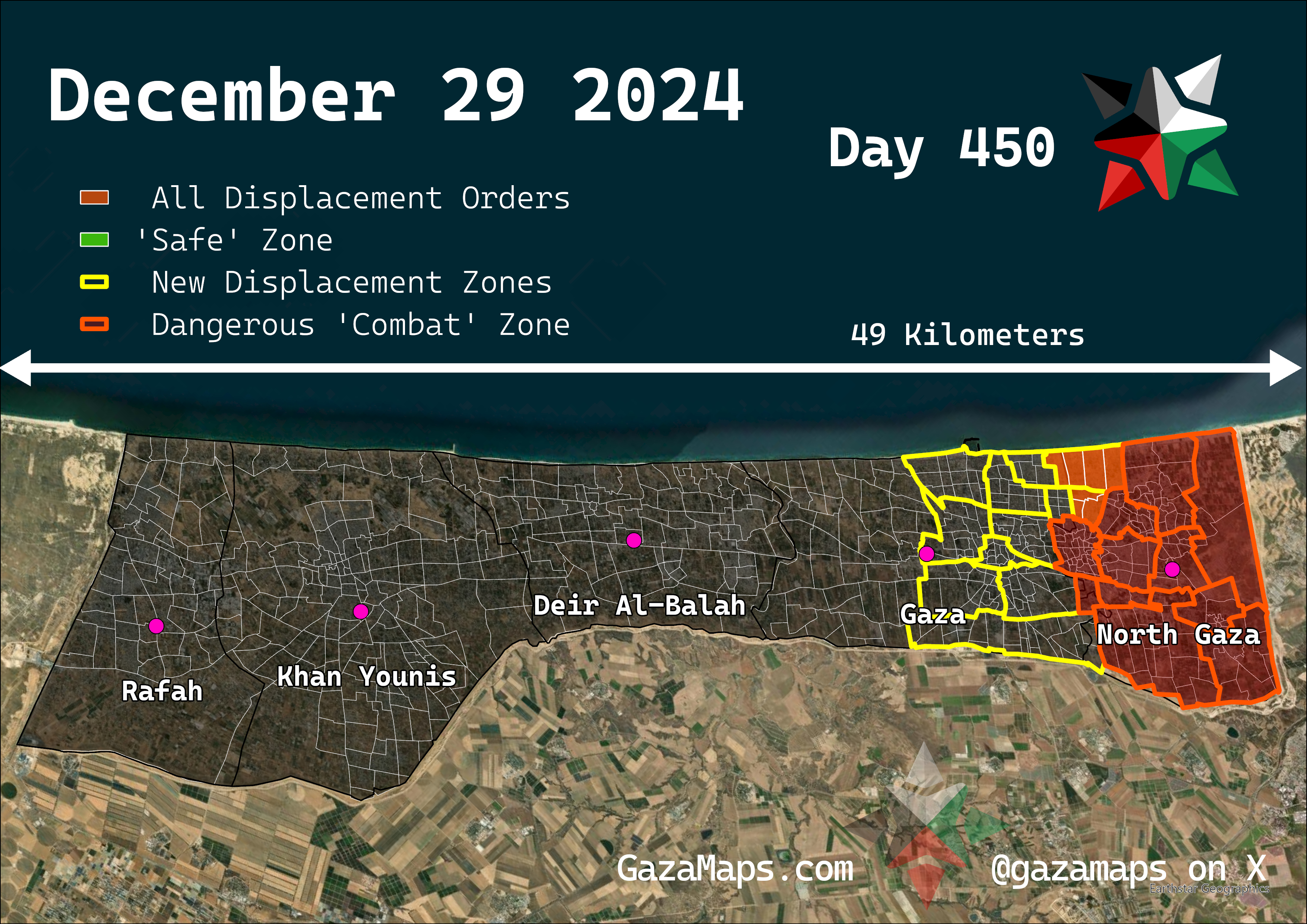 GazaMaps original map, based on IDF displacement order from 29 December, 2024