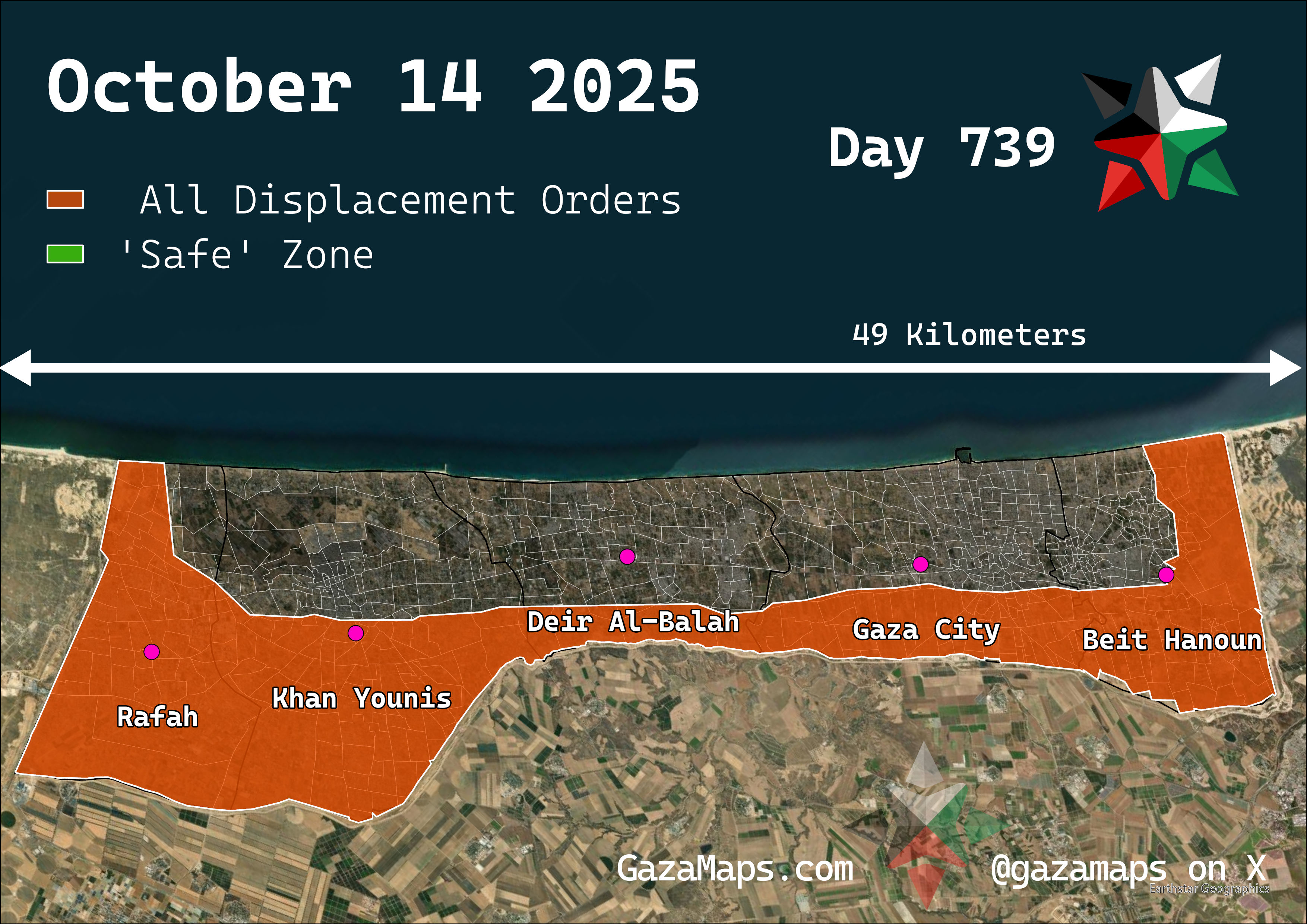 GazaMaps original map, based on IDF displacement order from 14 October, 2025