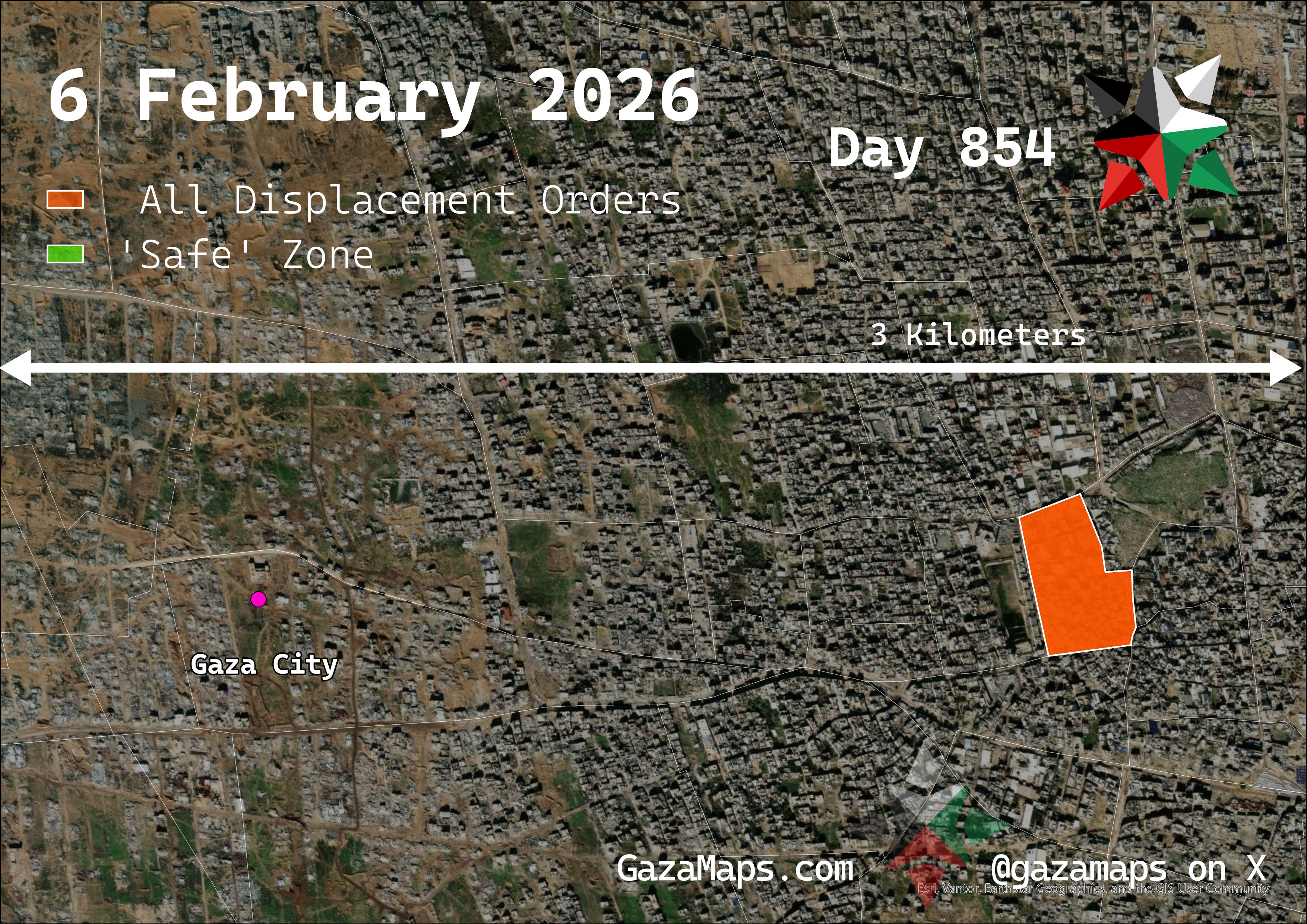 GazaMaps original map, based on IDF displacement order from 06 February 2026