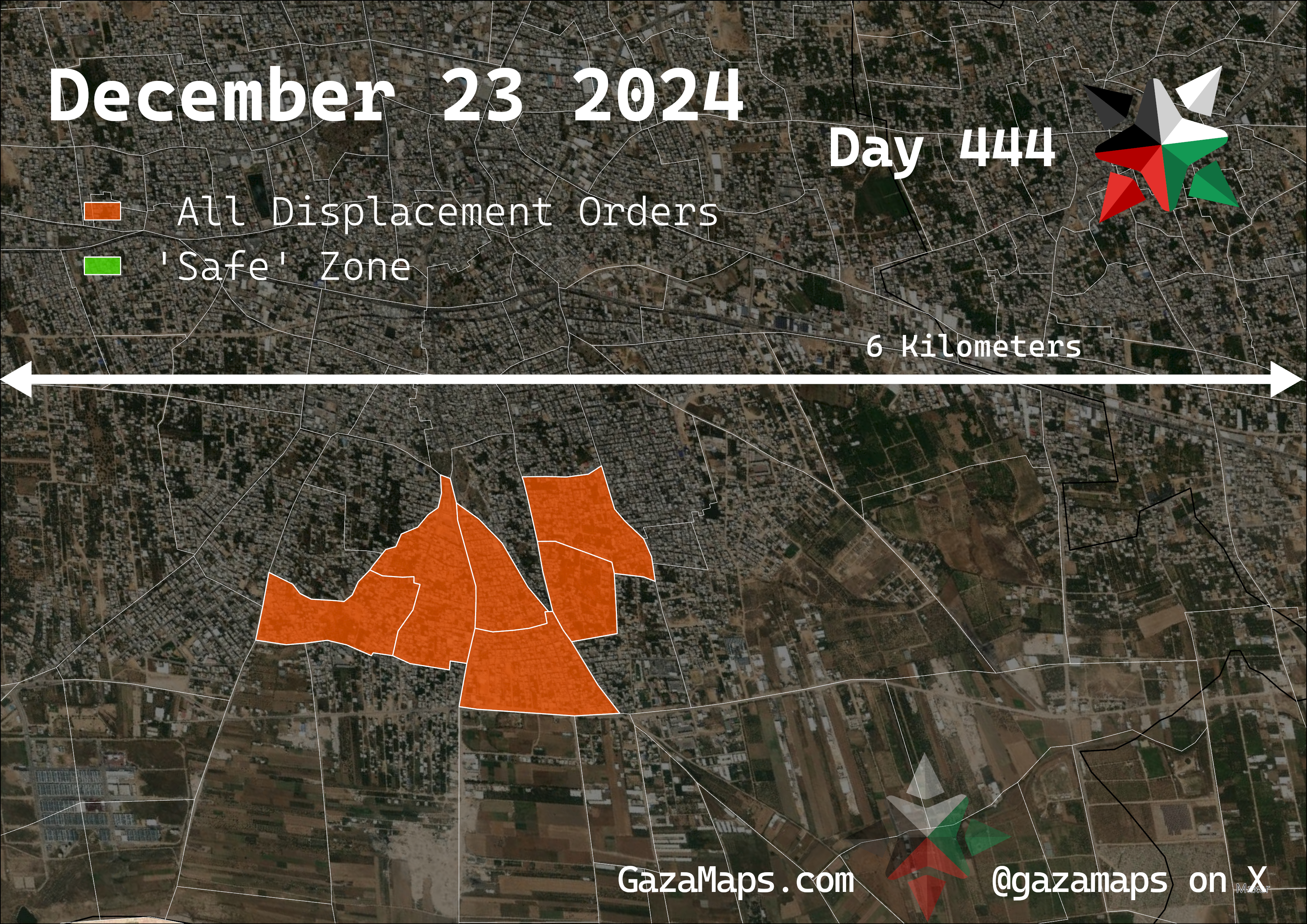 GazaMaps original map, based on IDF displacement order from 23 December, 2024