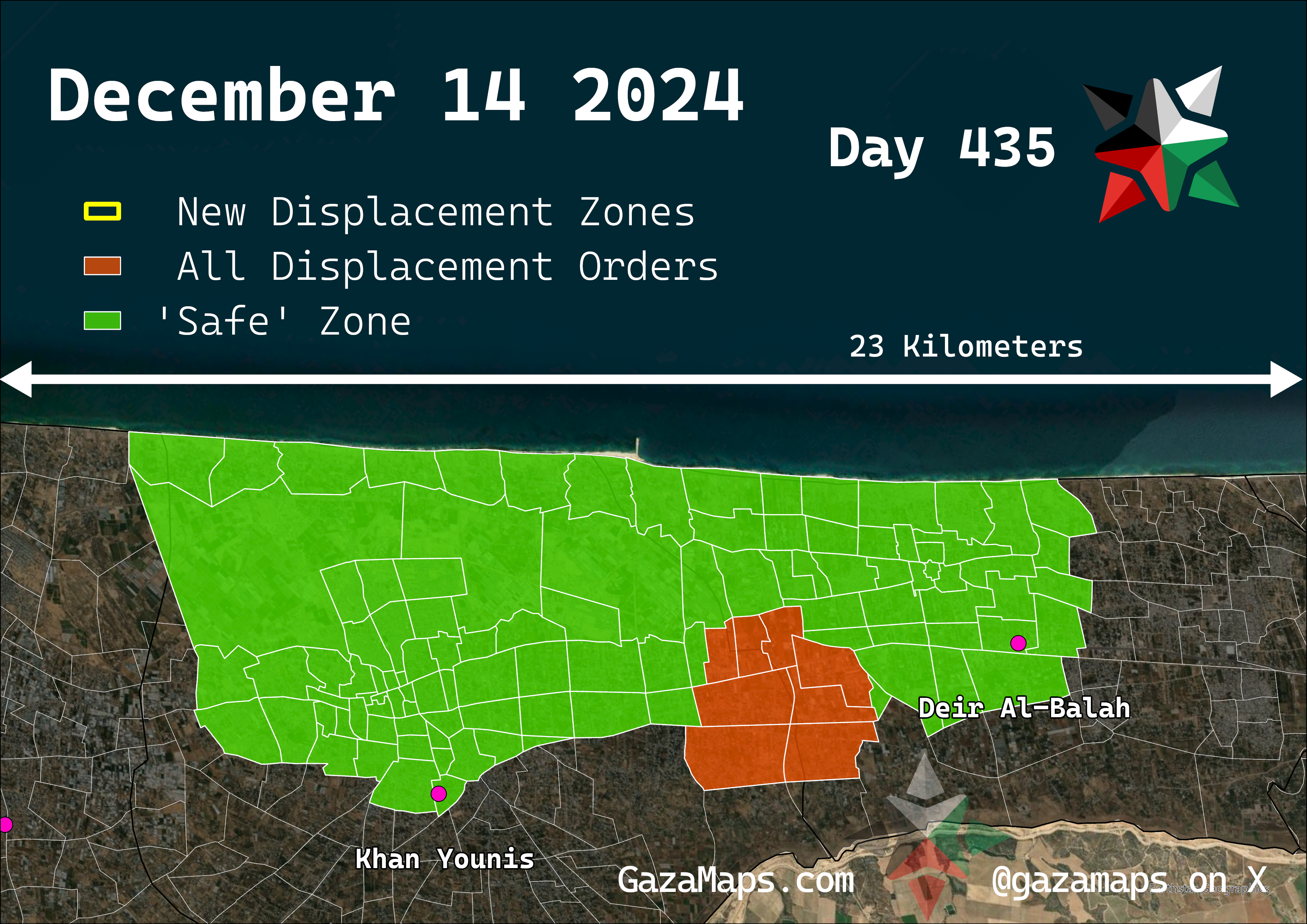 GazaMaps original map, based on IDF displacement order from 14 December, 2024