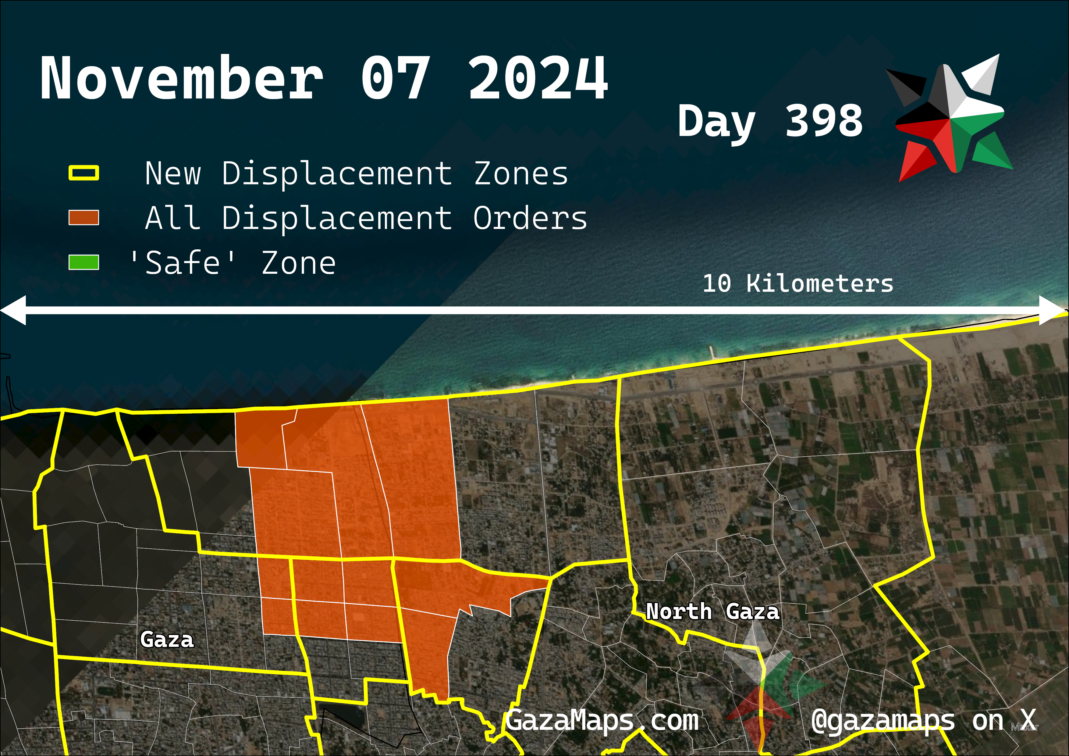 GazaMaps original map, based on IDF displacement order from 07 November, 2024