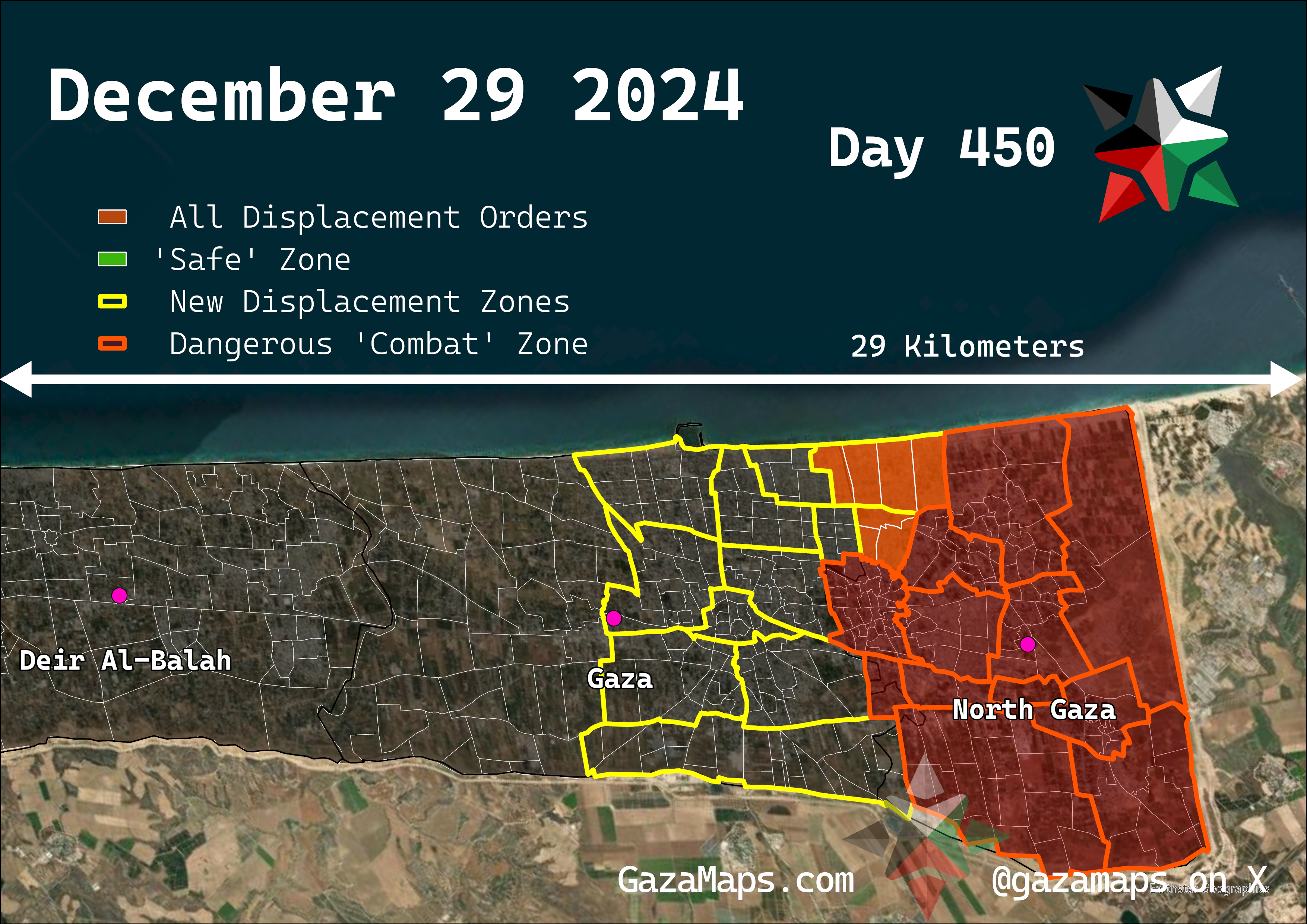 GazaMaps original map, based on IDF displacement order from 29 December, 2024