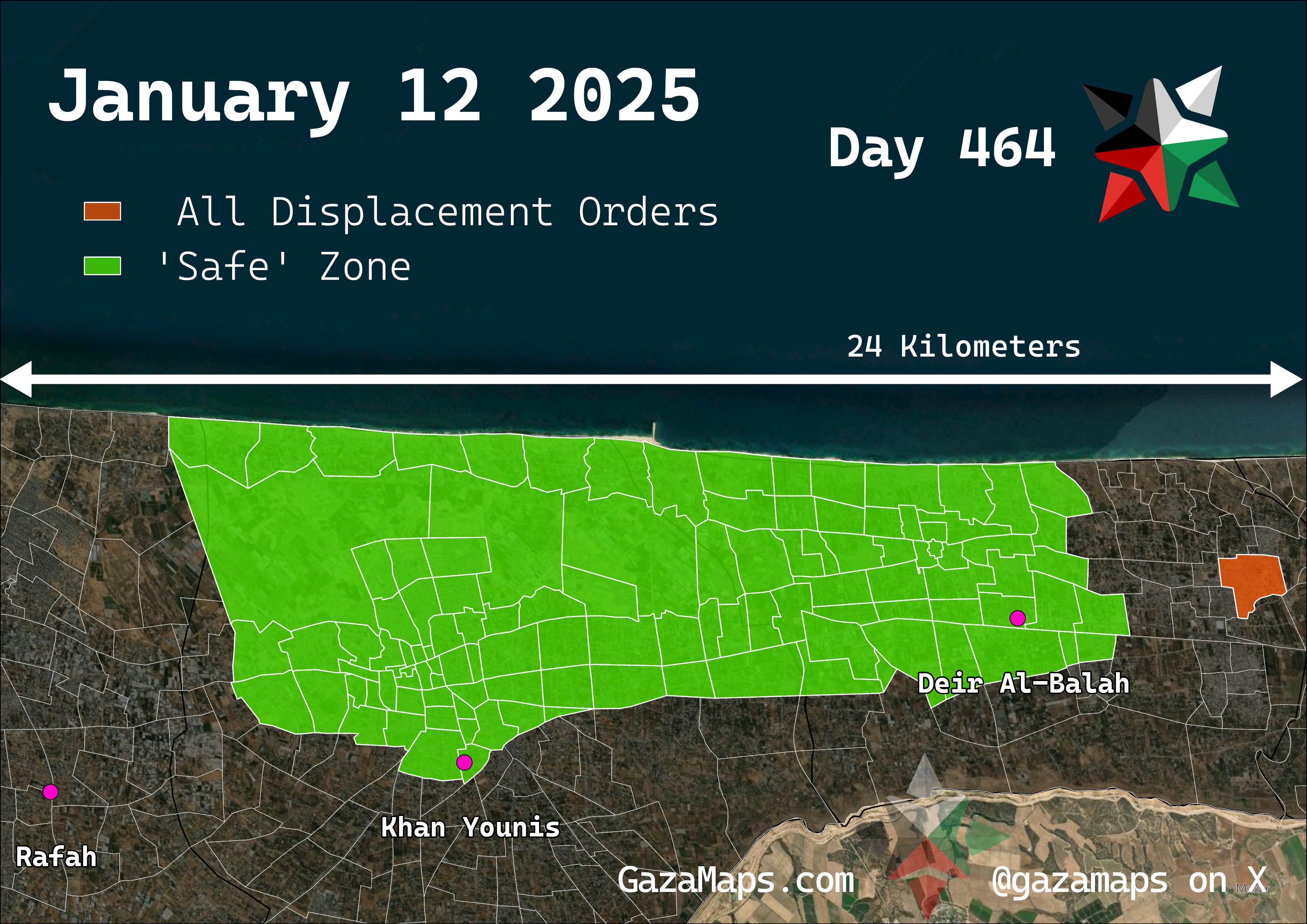 GazaMaps original map, based on IDF displacement order from 12 January, 2025