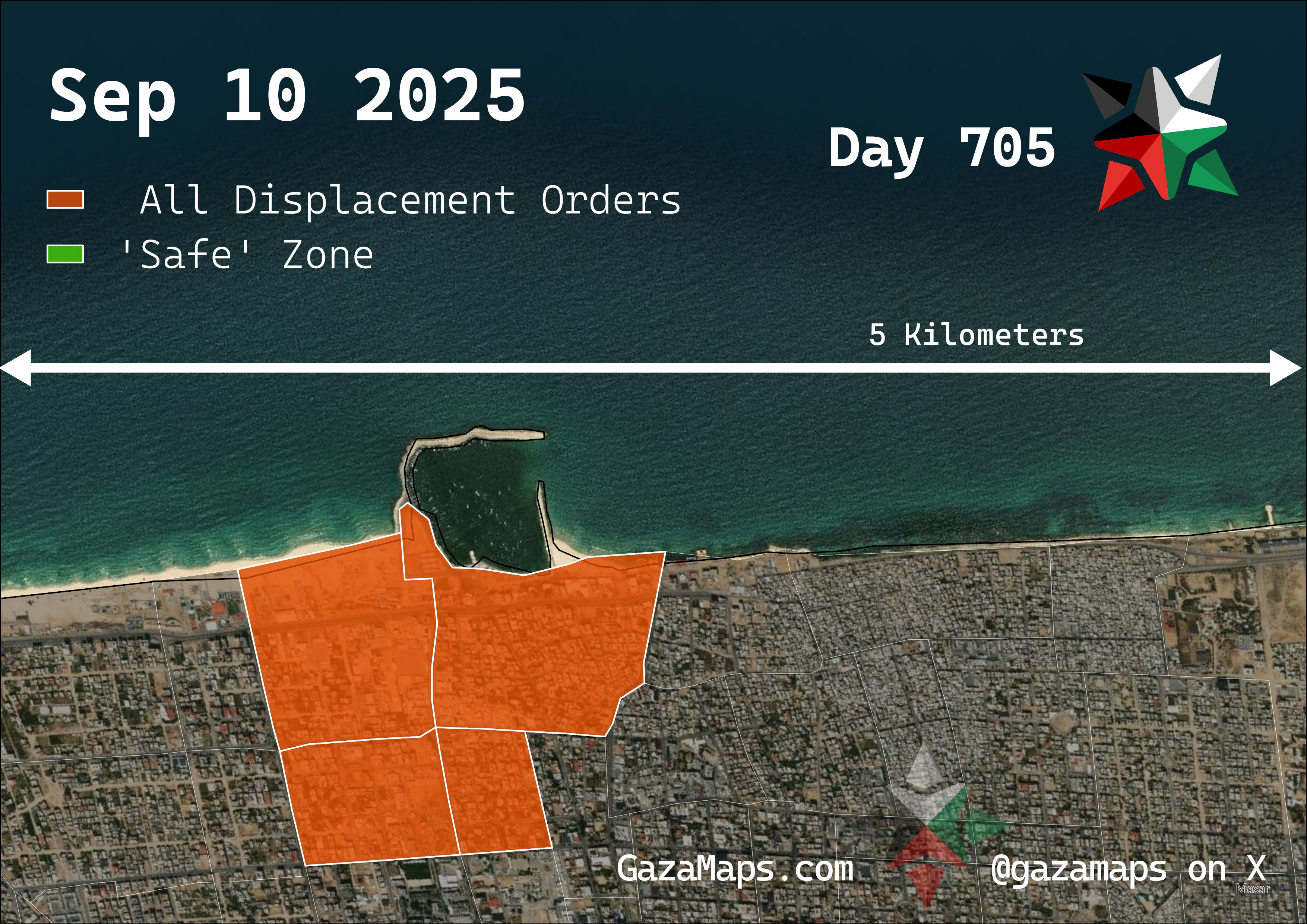 GazaMaps original map, based on IDF displacement order from 10 September, 2025