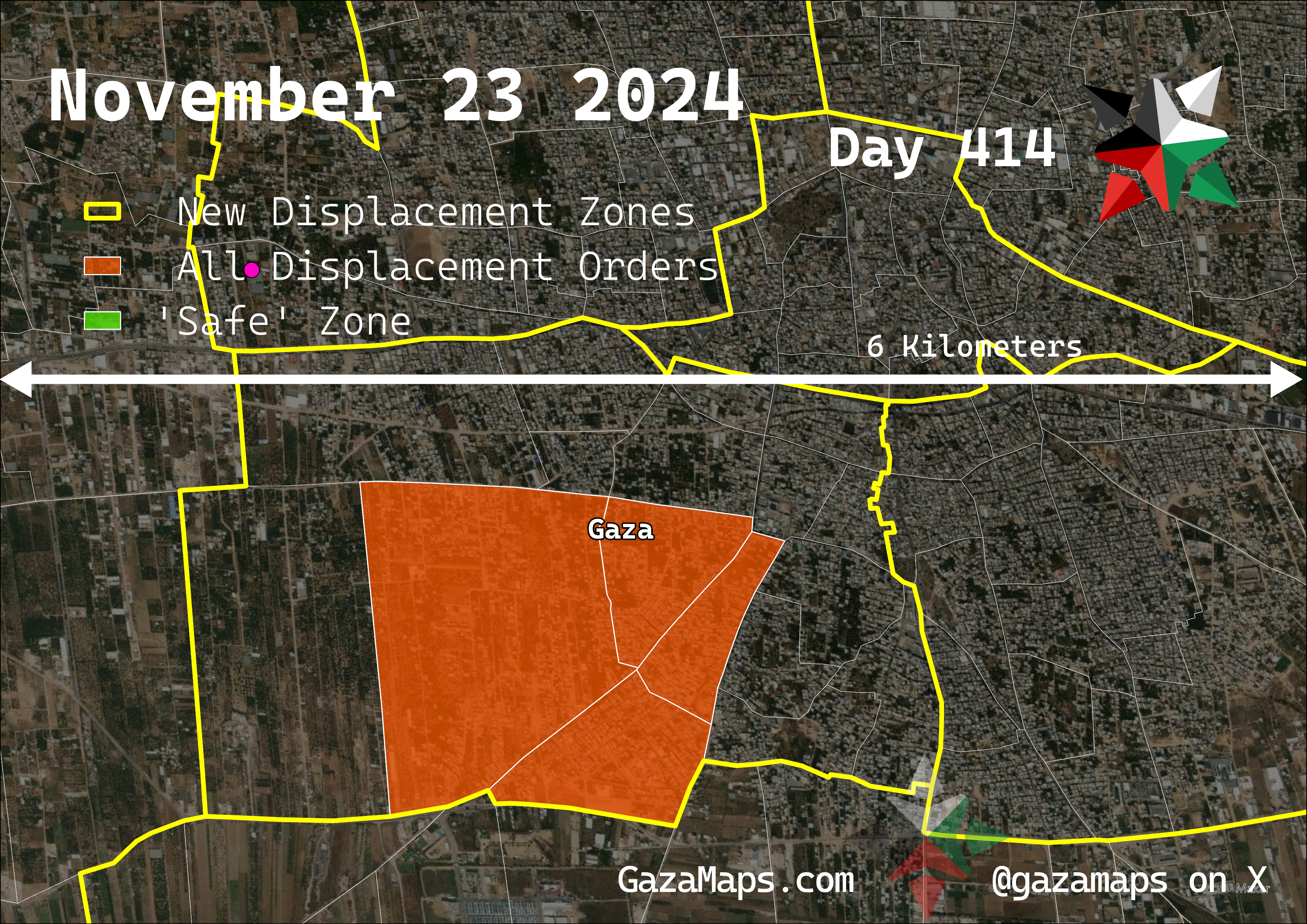 GazaMaps original map, based on IDF displacement order from 23 November, 2024