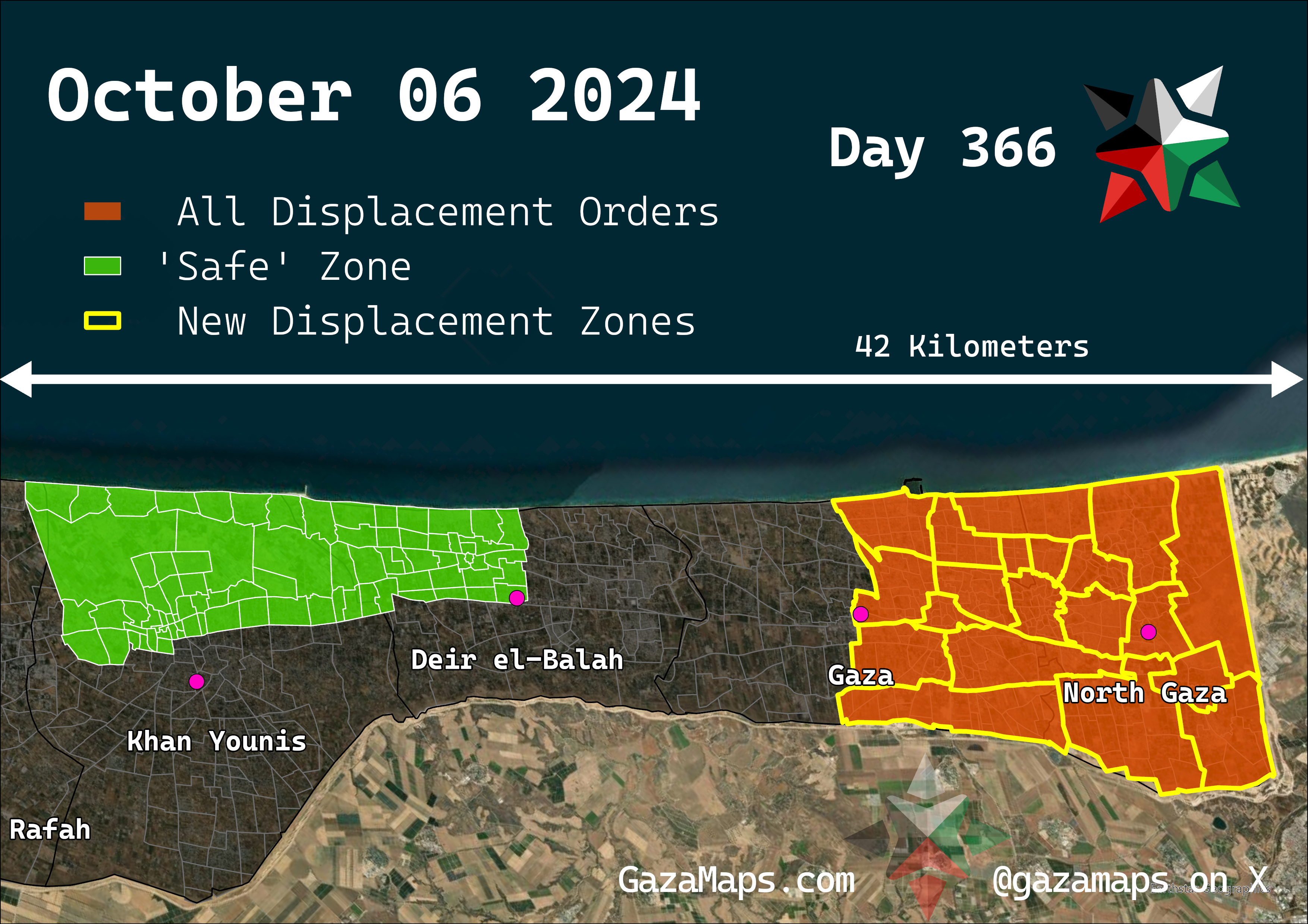 GazaMaps original map, based on IDF displacement order from 06 October, 2024