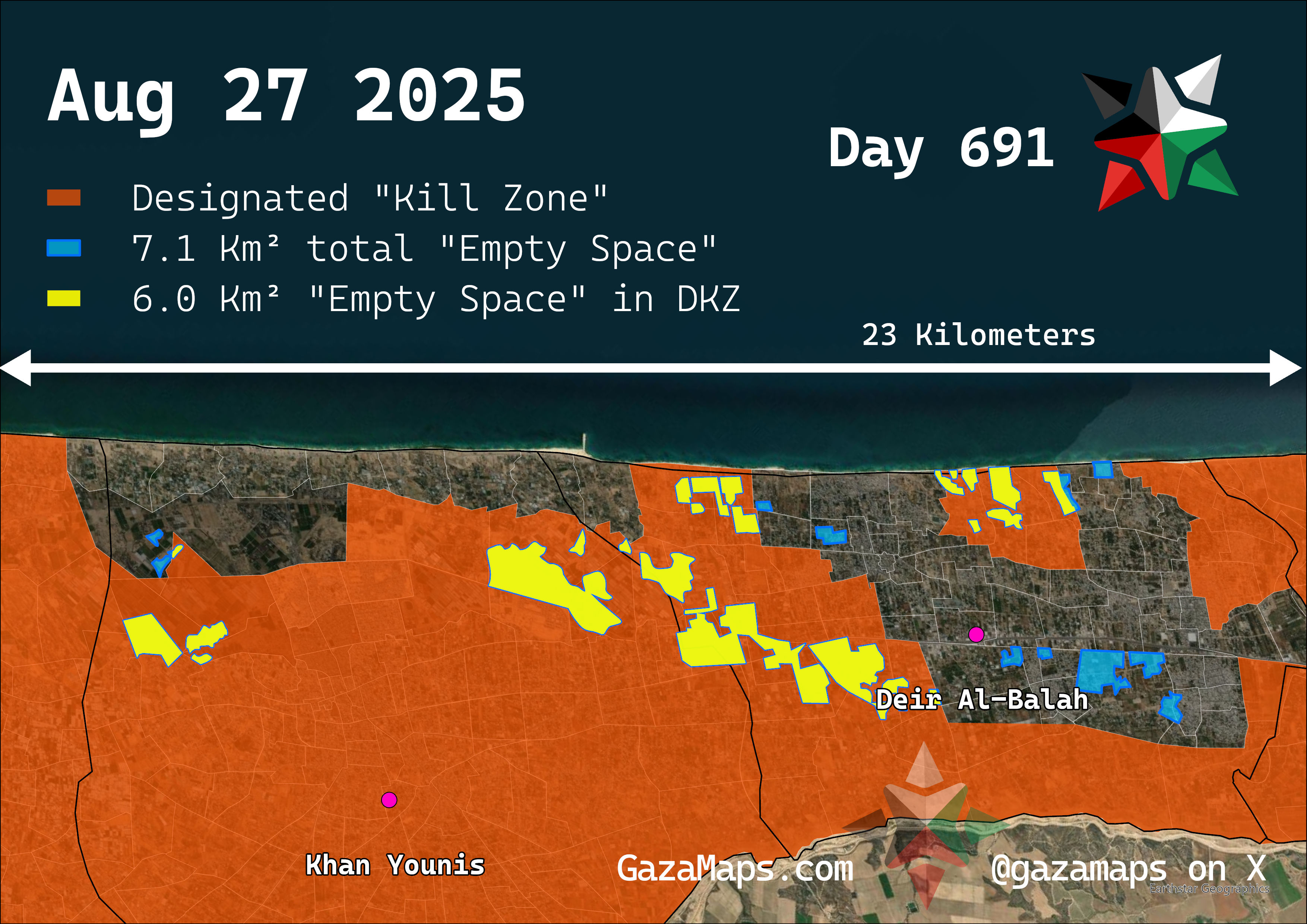 GazaMaps original map, based on IDF displacement order from 27 August, 2025