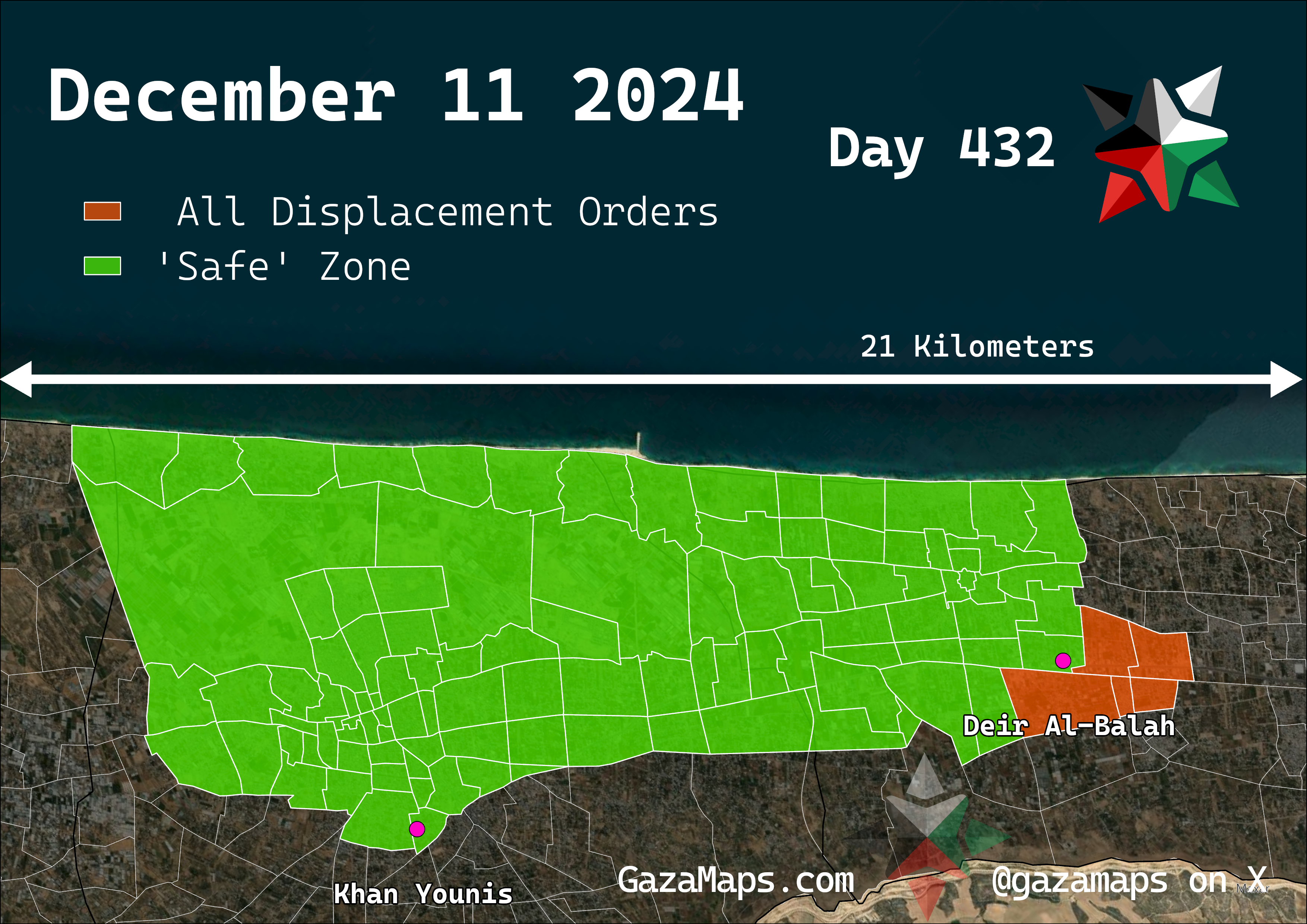 GazaMaps original map, based on IDF displacement order from 11 December, 2024