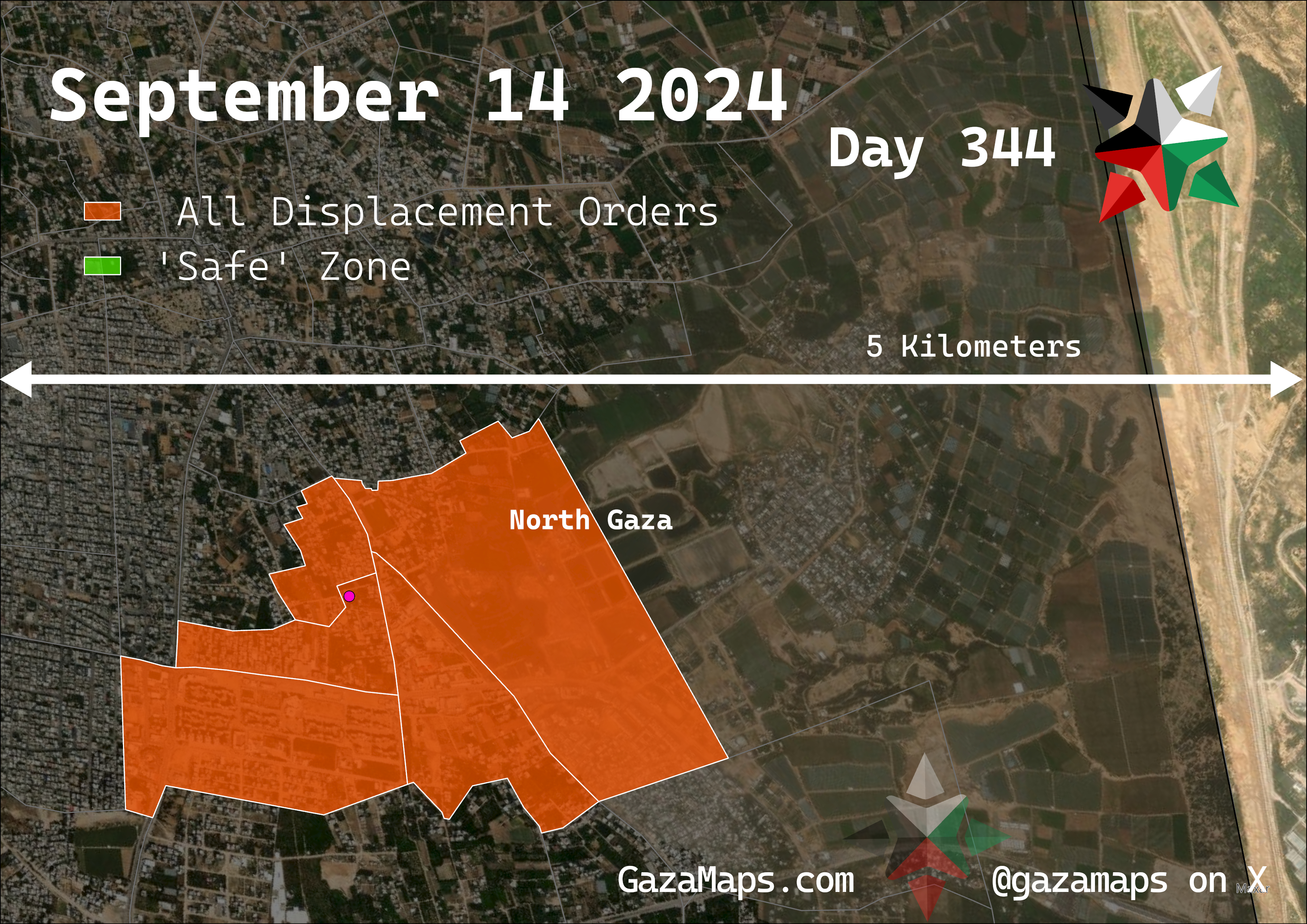 GazaMaps original map, based on IDF displacement order from 14 September, 2024