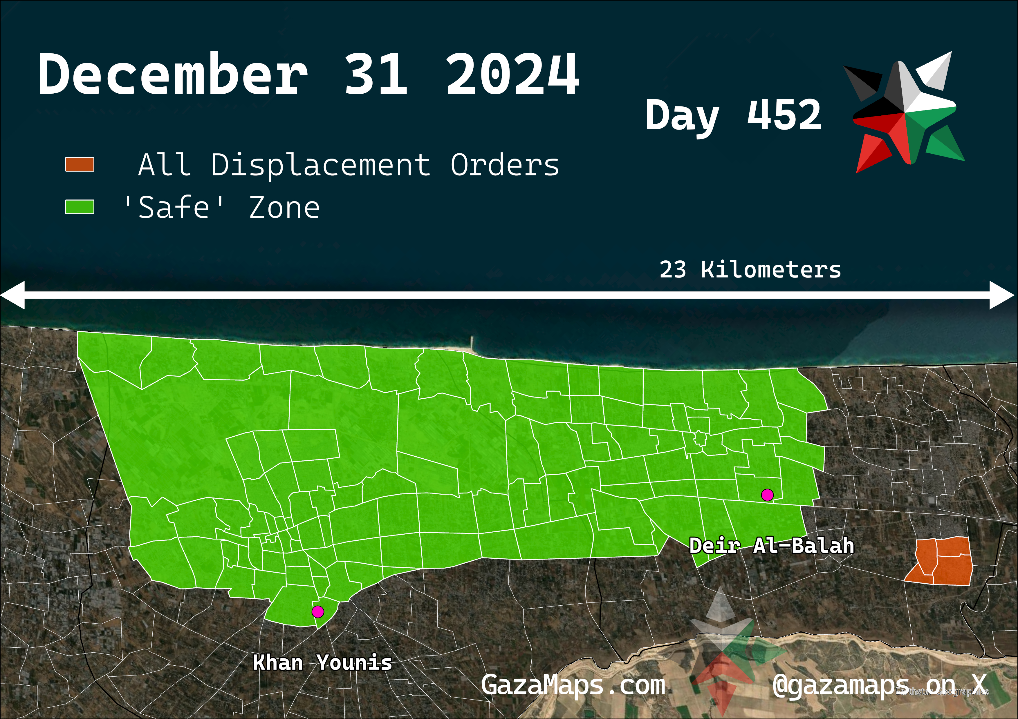 GazaMaps original map, based on IDF displacement order from 31 December, 2024