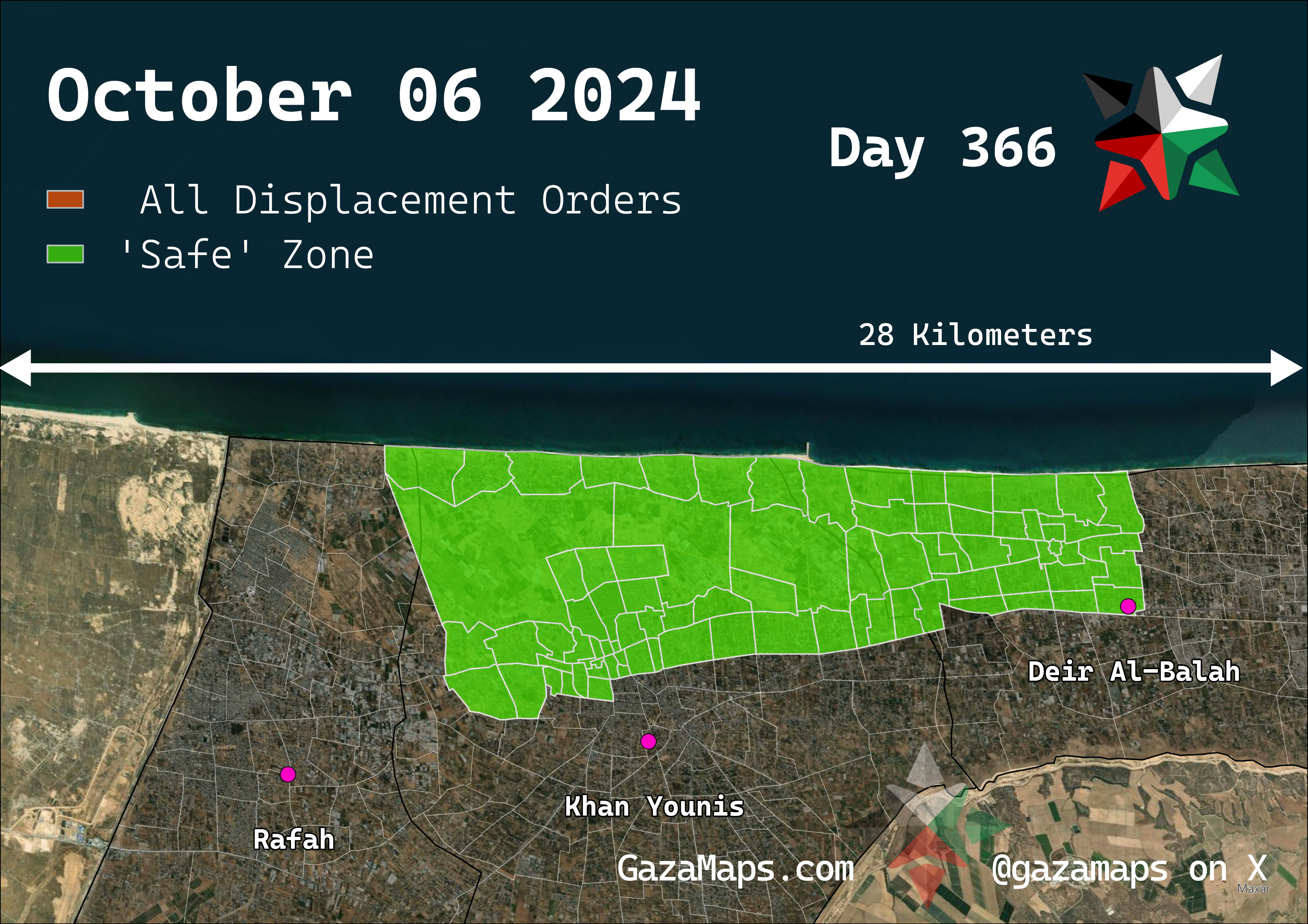 GazaMaps original map, based on IDF displacement order from 06 October, 2024